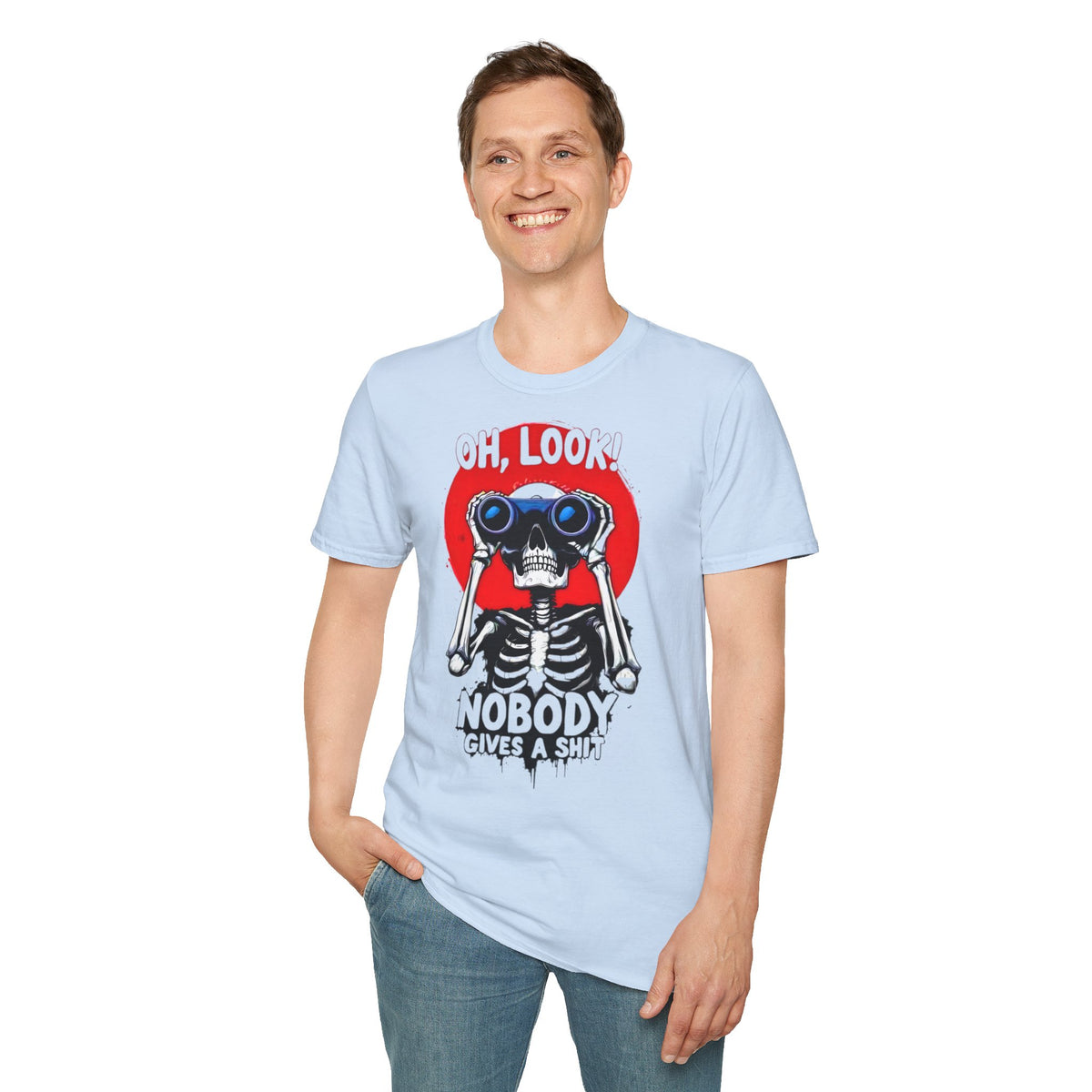 Oh Look Skeleton with Binoculars T-Shirt | Funny Skull Tee