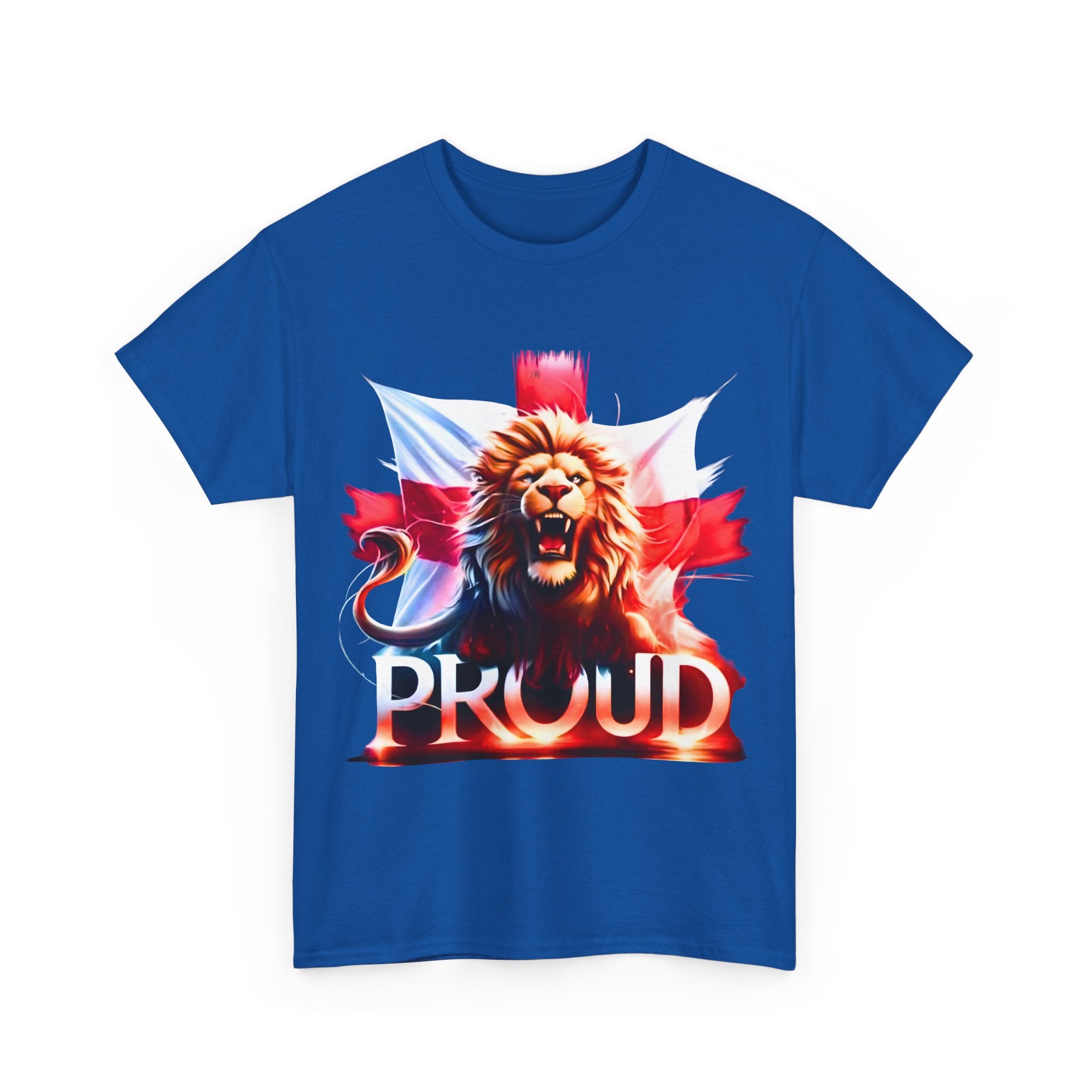 Proud Lion Unisex Cotton Tee (Transparent Background) | English Patriot Shirt | MEGA | Patriotic UK T-Shirt | National Pride Rally Merch