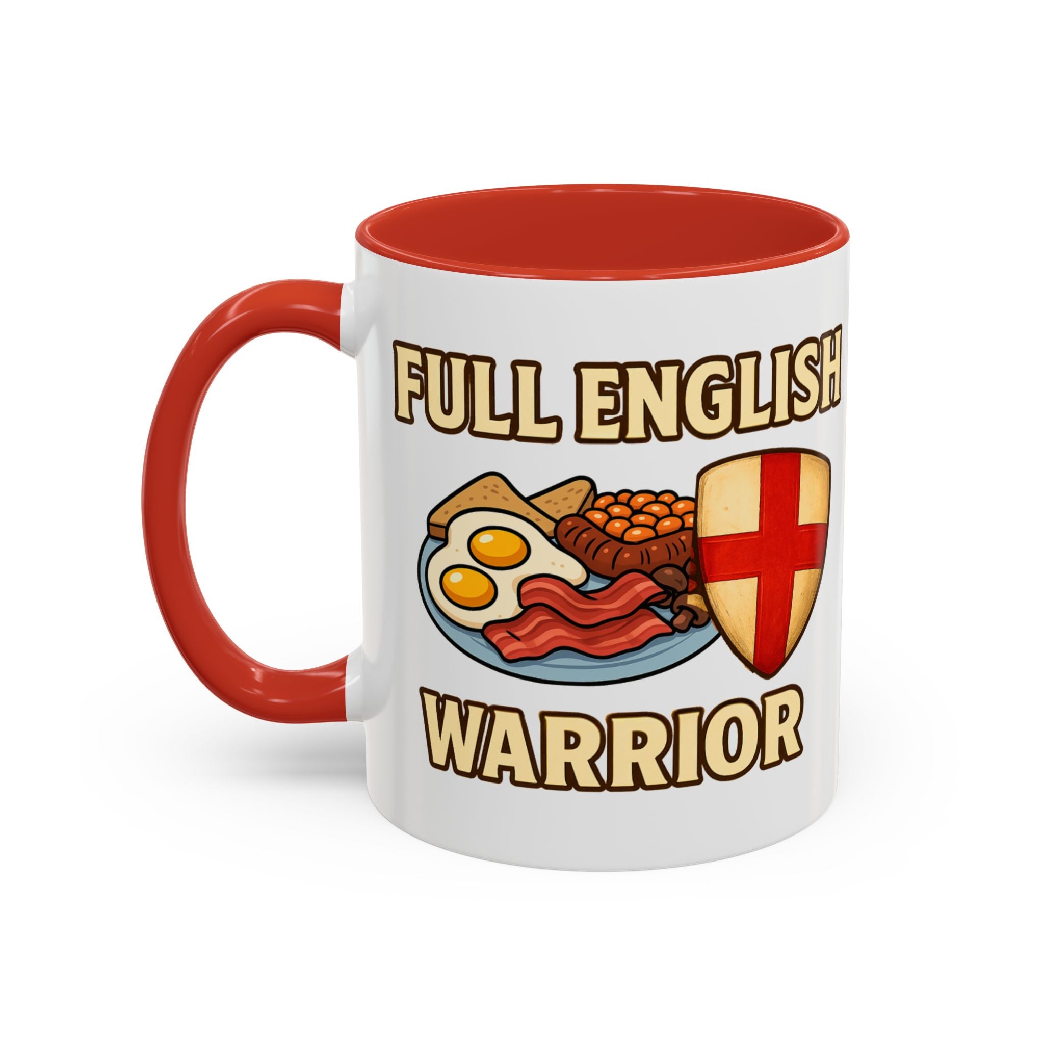 FULL ENGLISH WARRIOR | Funny 11oz Accent Coffee Mug | British Fry Up Lover Gift | Breakfast Enthusiast, English Culture