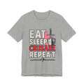 Eat Sleep Crusade Repeat T-Shirt | UK Patriot Medieval Sword & Shield Design | English National Pride Tee
