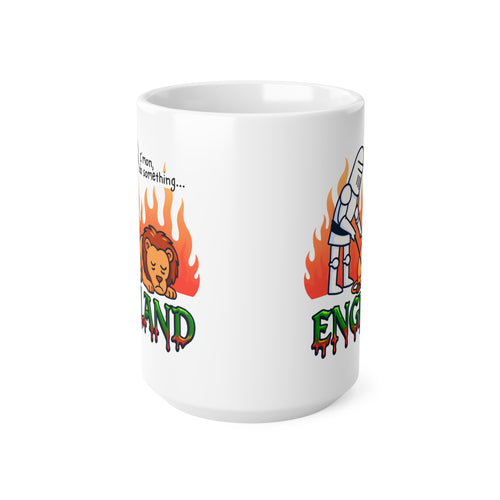 C'mon, Do Something Fiery Meme Mug | England Knight & Lion Cartoon Coffee Cup | 11oz and 15oz Parody Mug | Unique Gift for England Fans