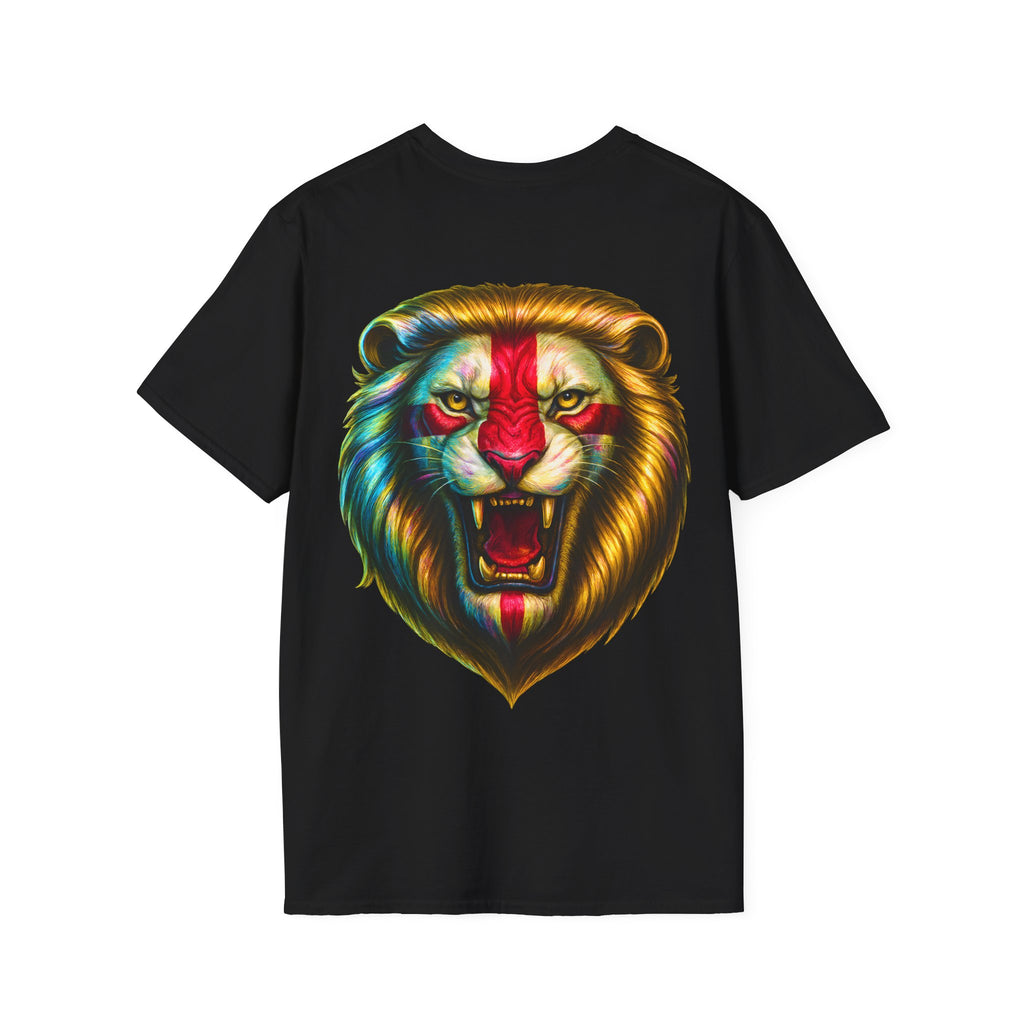 MEGA England T-Shirt | Iridescent Glossy Georges Cross Lion Tee | English Patriotic Shirt | Funny St George's Day England Top