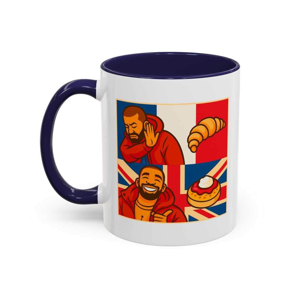 Funny British Croissant Vs Crumpet Mug - UK Patriot Drake Meme Gift | Anti-French Tea Humour | Funny Foodie Present | Union Jack Coffee Cup
