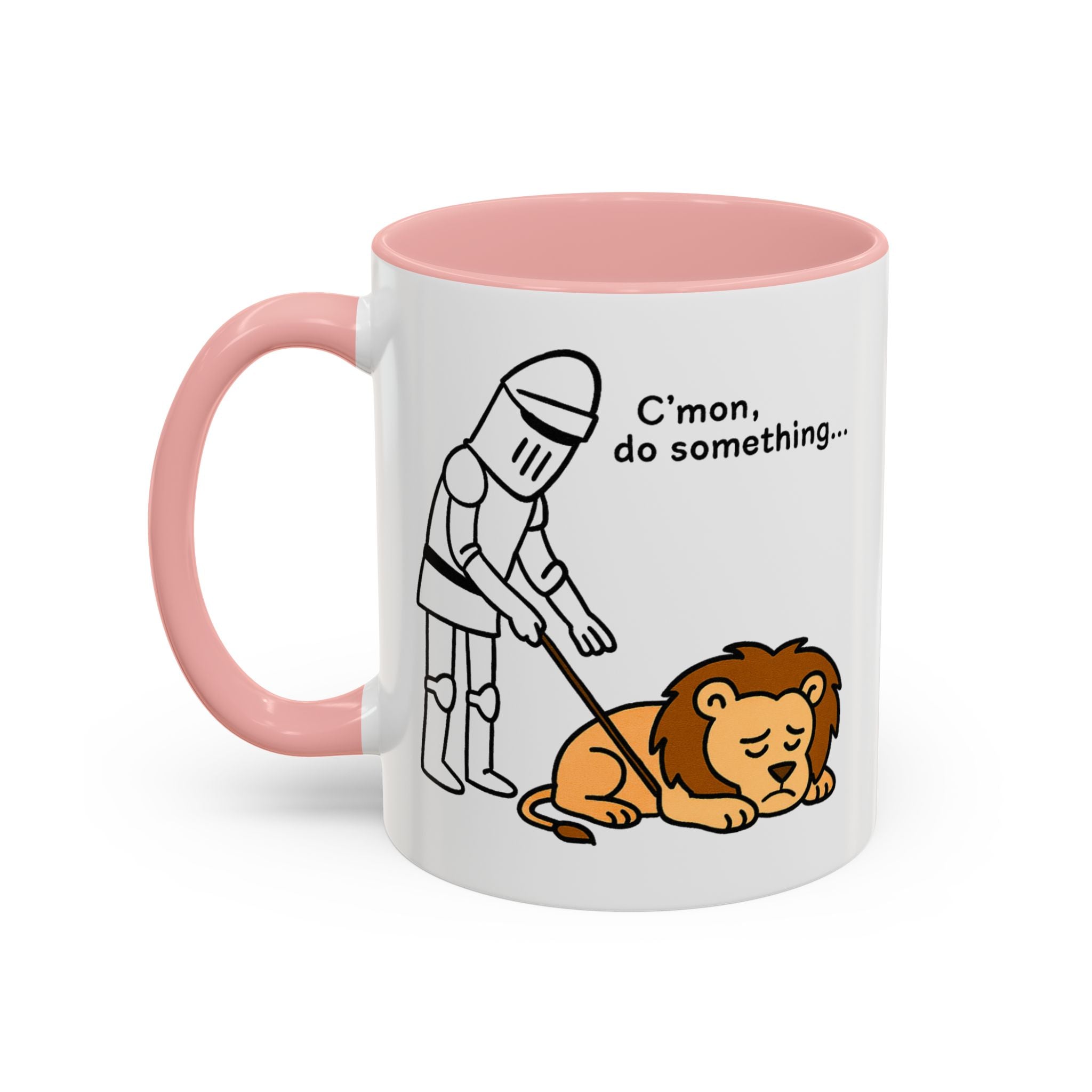 C'mon, Do Something Meme Mug | England Lion & Knight Tea Cup | 11oz Funny Medieval Parody Mug | English Patriot Mug