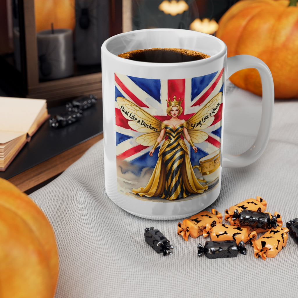 Float Like A Duchess, Sting Like A Bee Cup | Union Jack Royal Bee Feminist Mug