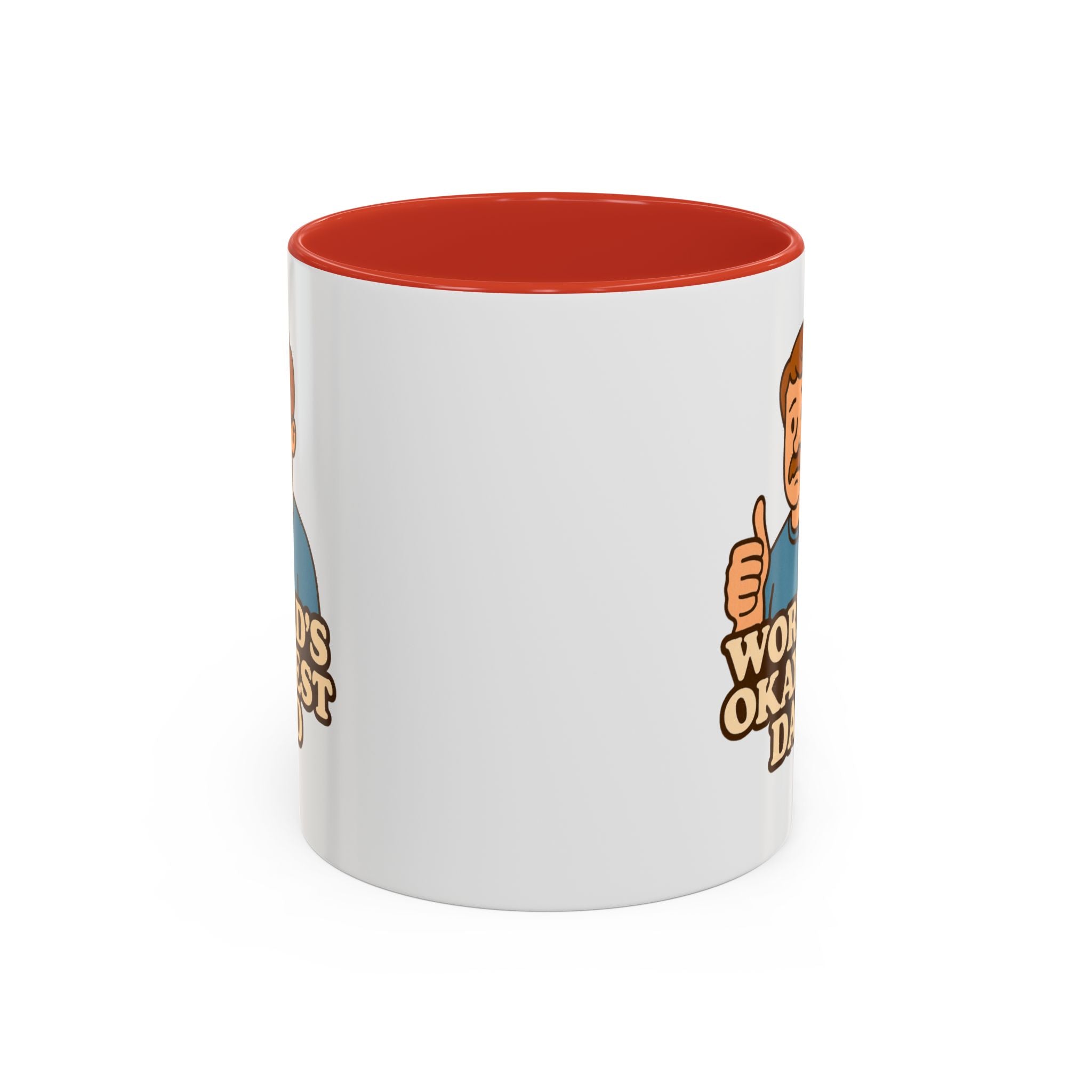Worlds Okayest Dad Mug - Funny Fathers Day Gift |  11oz Sarcastic Coffee Cup | Thumbs Up Dad
