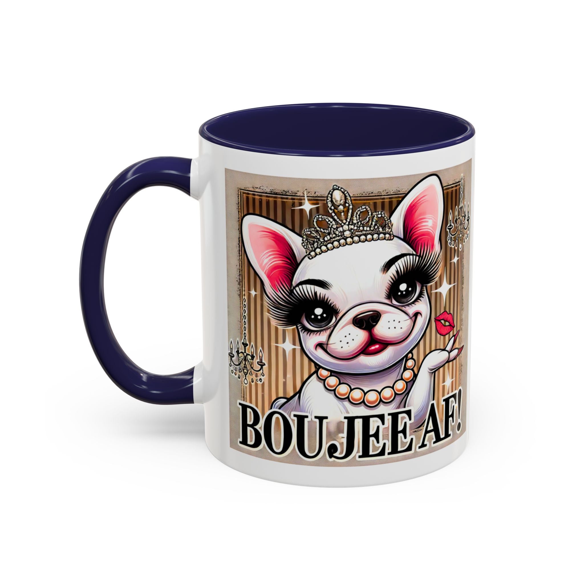 BOUJEE AF Frenchie Mug | 11oz Cute Ceramic Coffee Cup Gift for Animal Lovers | French Bulldog Novelty Mug