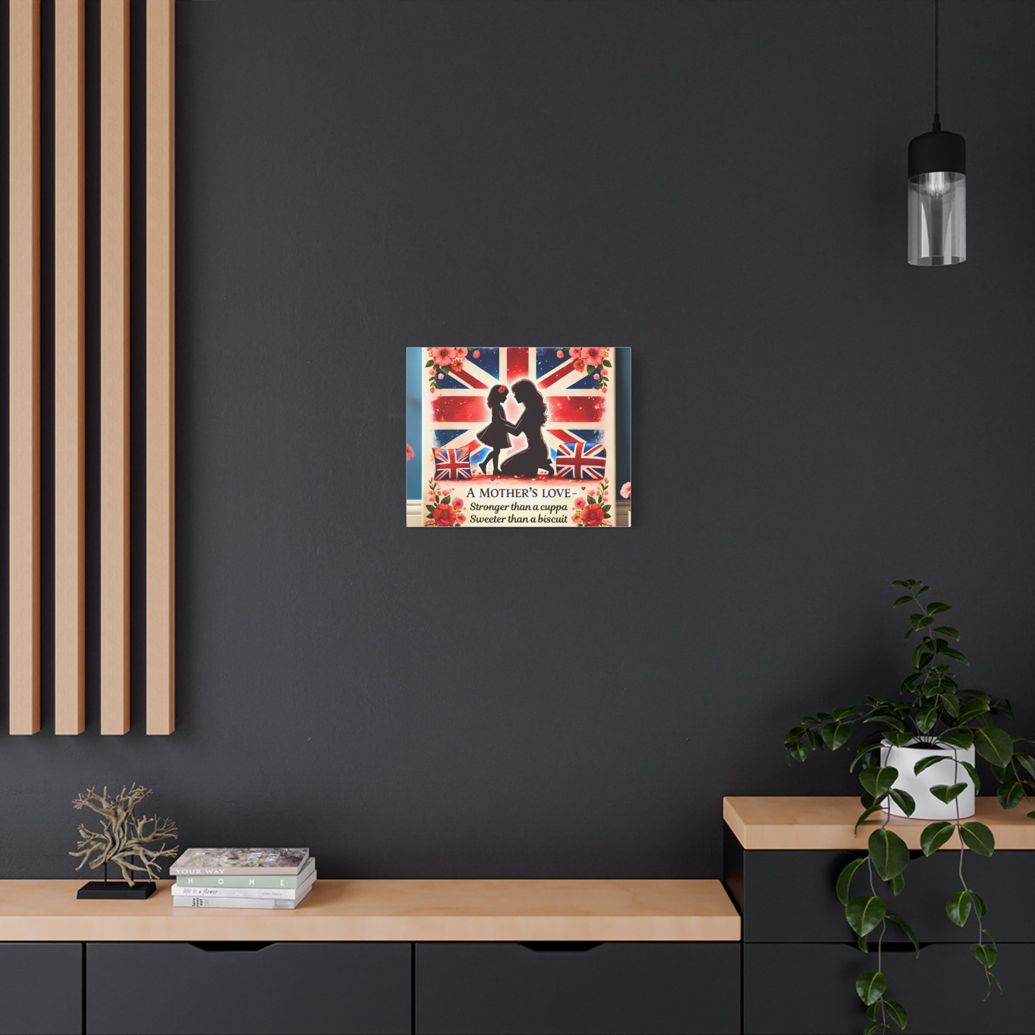 Mother's Love Stronger Than a Cuppa Canvas | Funny & Heartfelt British Mum Gift | Mother's Day Wall Art | Patriotic UK Tea Lover Home Decor