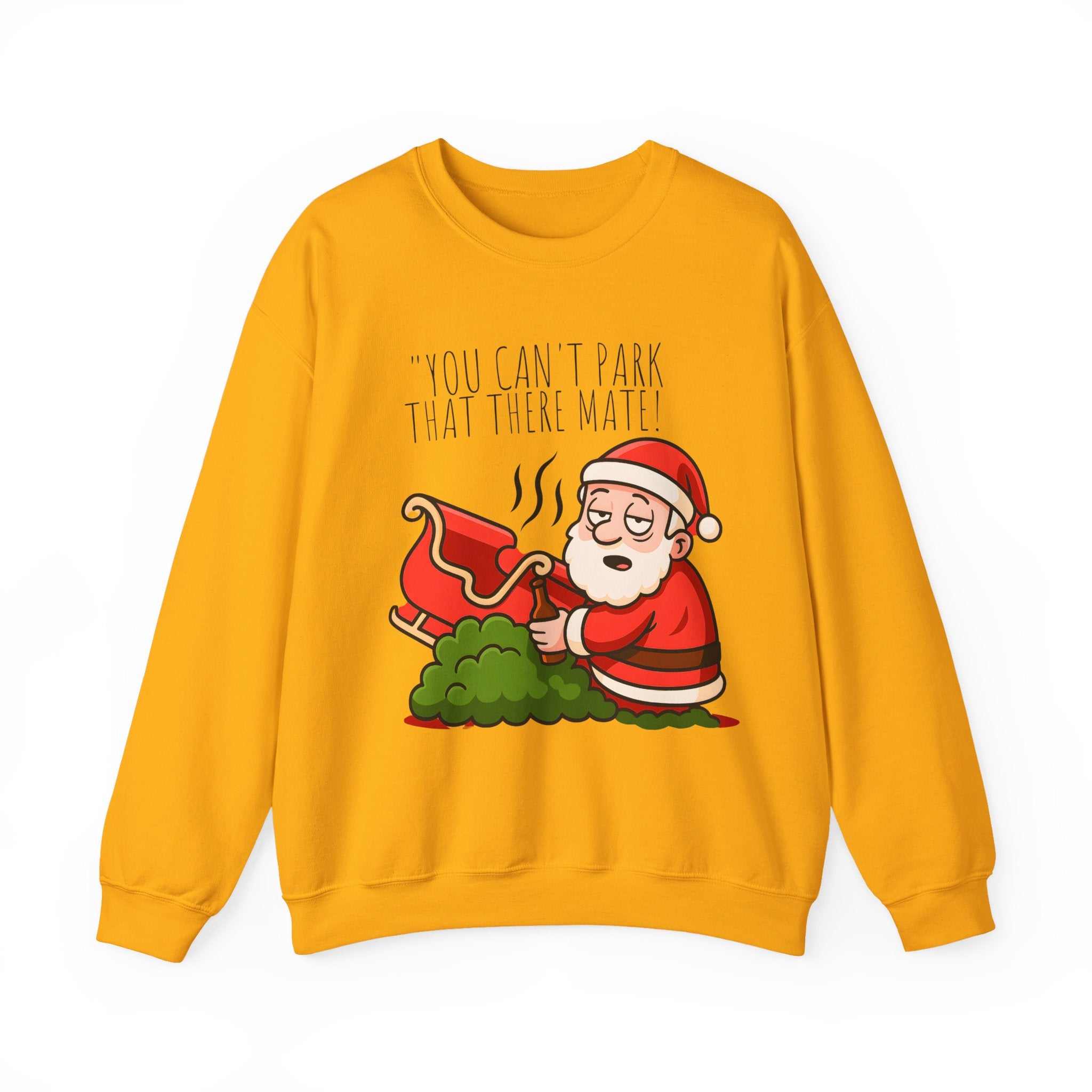 You Can't Park That There Mate! Funny British Christmas Jumper | Drunk Santa Sweatshirt | Cheeky UK Xmas Gift | Cozy Unisex Sweater