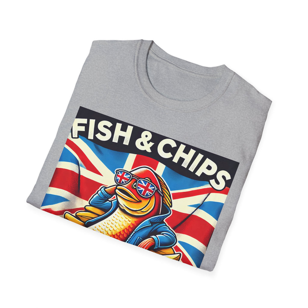 Fish & Chips n Chill Unisex T-Shirt | The Ultimate British Foodie Tee | Funny Pub Festival Wear | Gift for Food Lovers | UK Banter Apparel