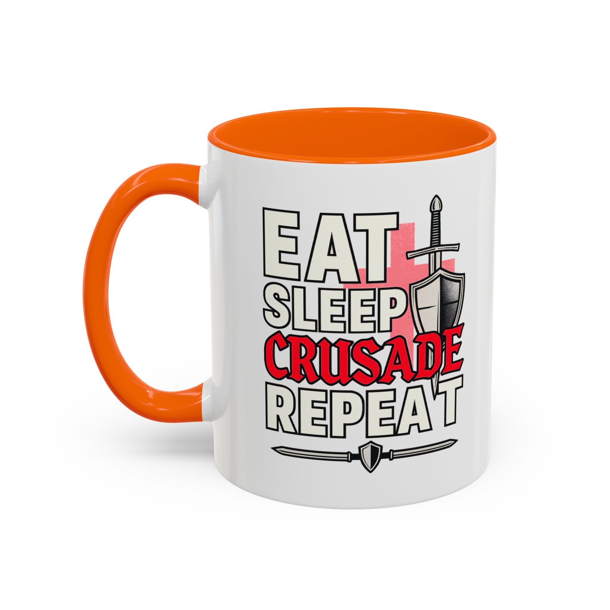 Eat Sleep CRUSADE Repeat 11oz Mug | Medieval Knight Coffee Cup | National Pride Mug | Funny Gamer Gift | English Patriot Mug
