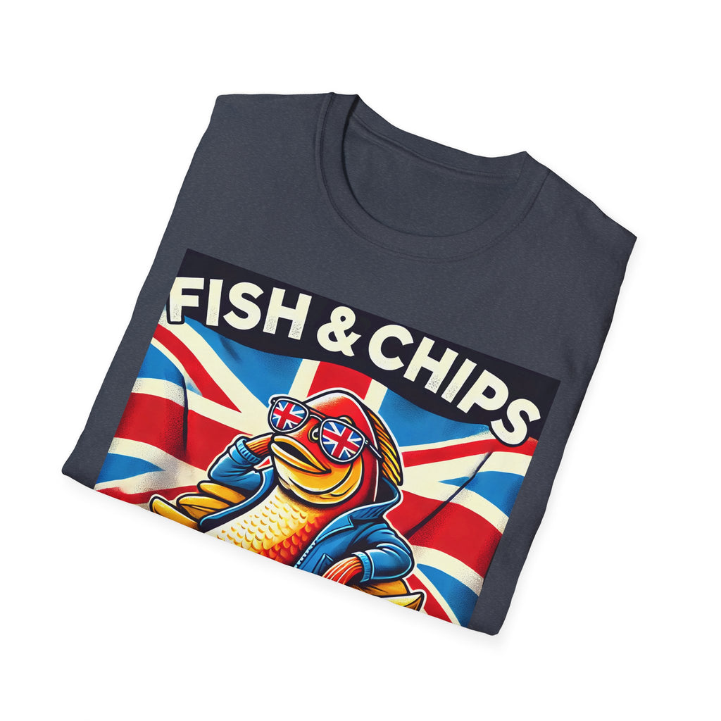 Fish & Chips n Chill Unisex T-Shirt | The Ultimate British Foodie Tee | Funny Pub Festival Wear | Gift for Food Lovers | UK Banter Apparel