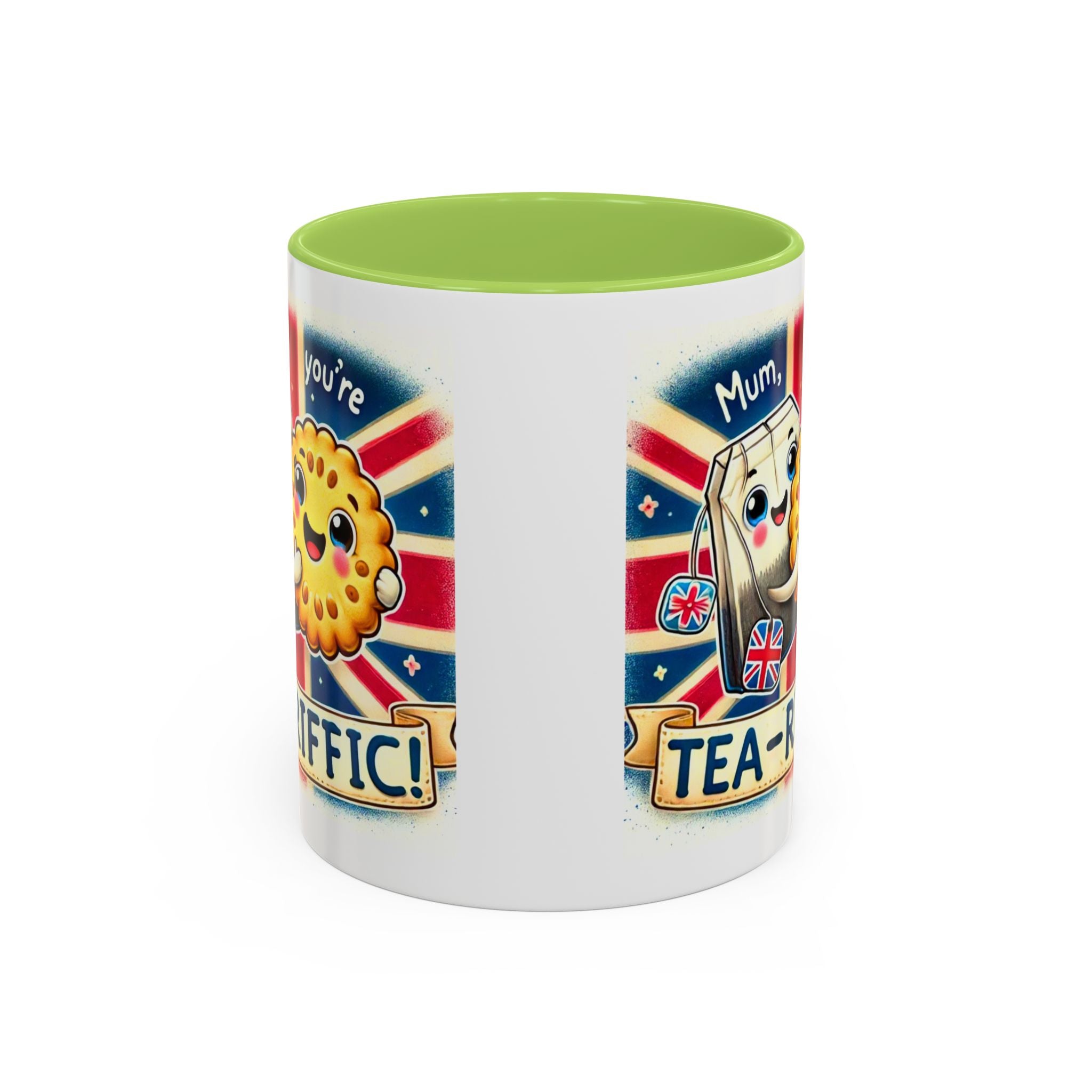 Mum, You're Tea-Riffic! 11oz Accent Mug | Funny British Mothers Day Gift | Cute Tea Lover Accent Cup | Funny Pun Mug | Gift for Mum