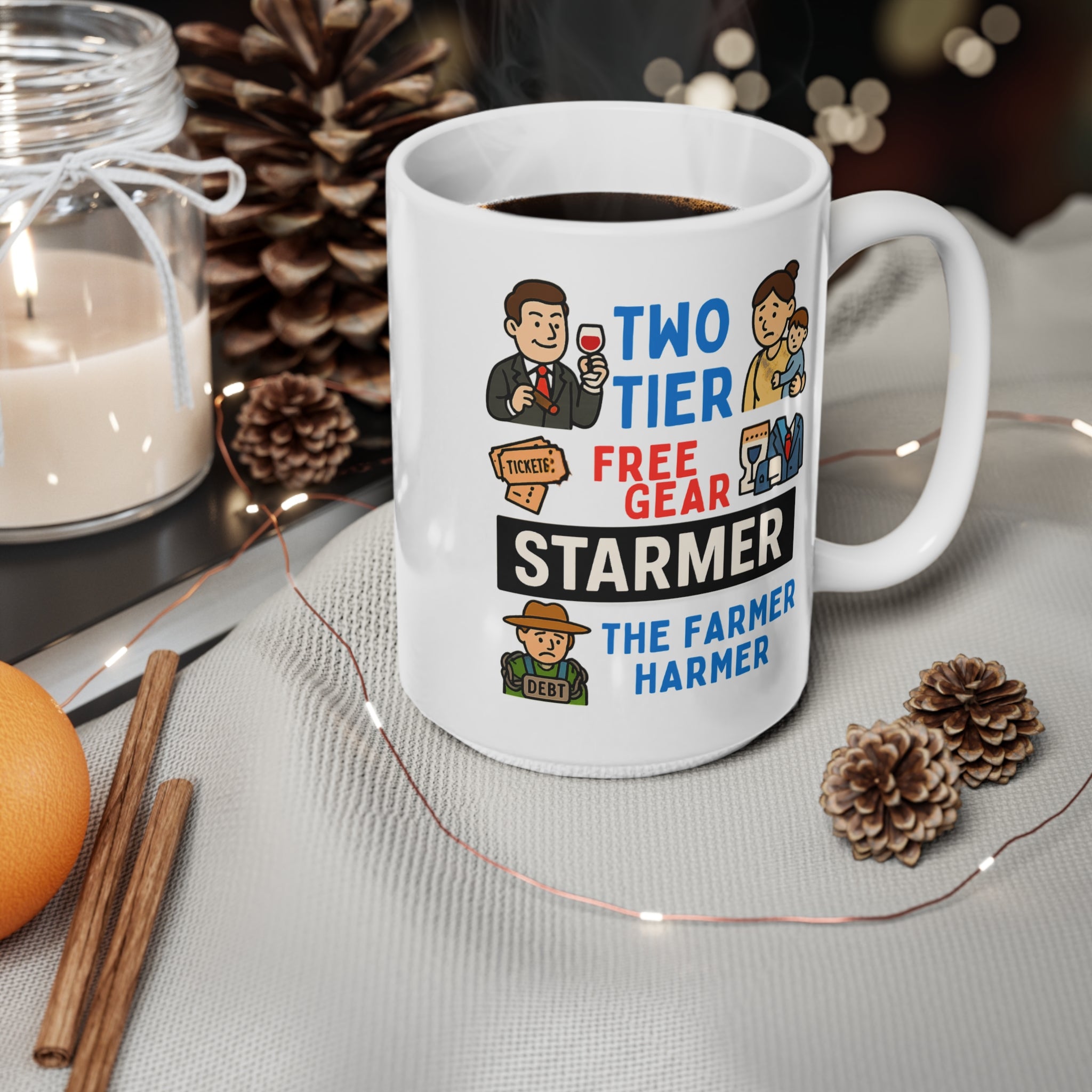 Two Tier Keir Starmer Parody Mug | Funny Political Satire Coffee Cup | Free Speech Patriotic UK Freedom Meme Gift | 11oz & 15oz Ceramic