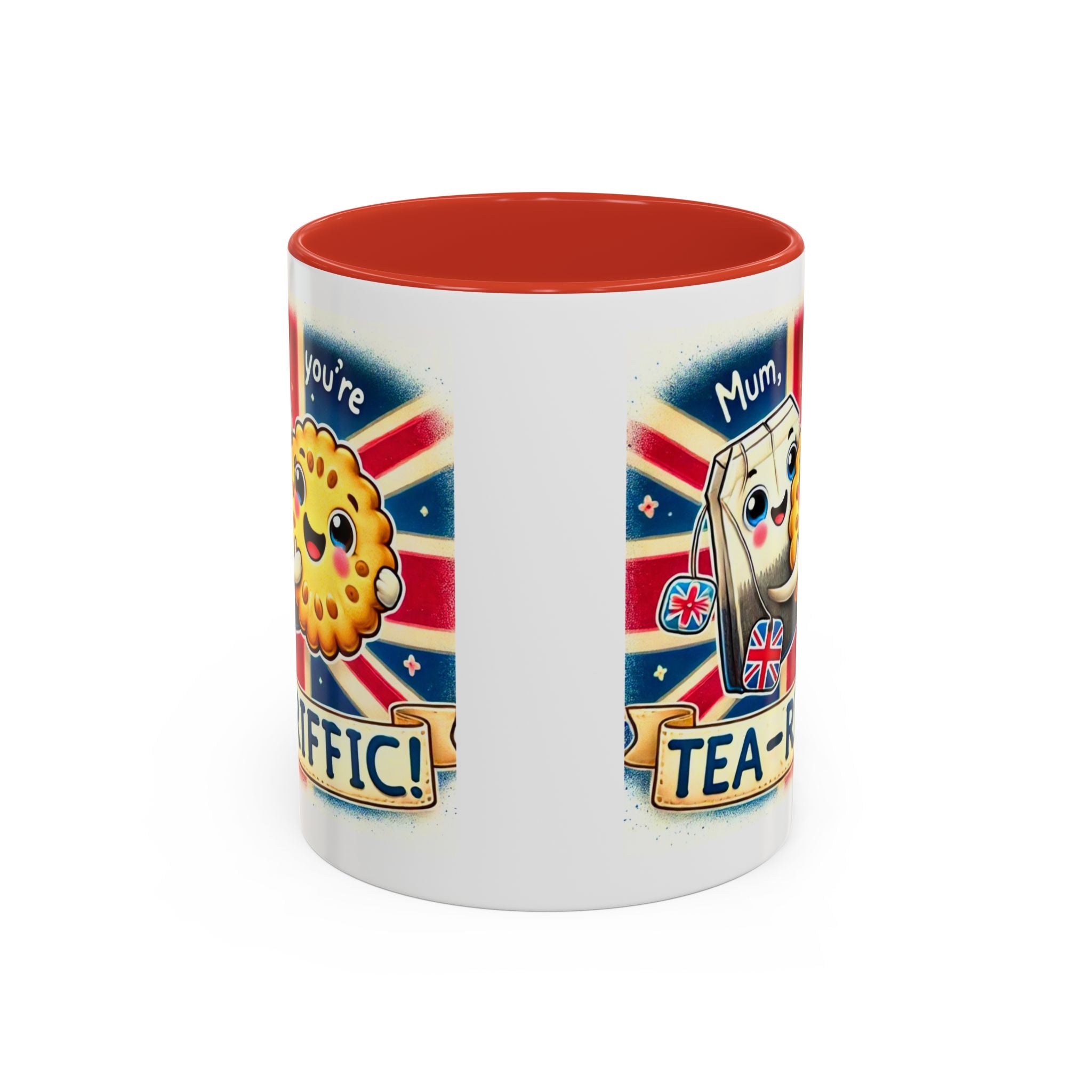 Mum, You're Tea-Riffic! 11oz Accent Mug | Funny British Mothers Day Gift | Cute Tea Lover Accent Cup | Funny Pun Mug | Gift for Mum