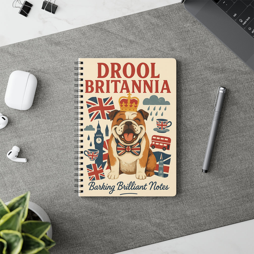 Drool Britannia Bulldog Journal | A5 British Dog Notebook for School or Uni | Union Jack Stationery | Barking Brilliant Notes for Writers