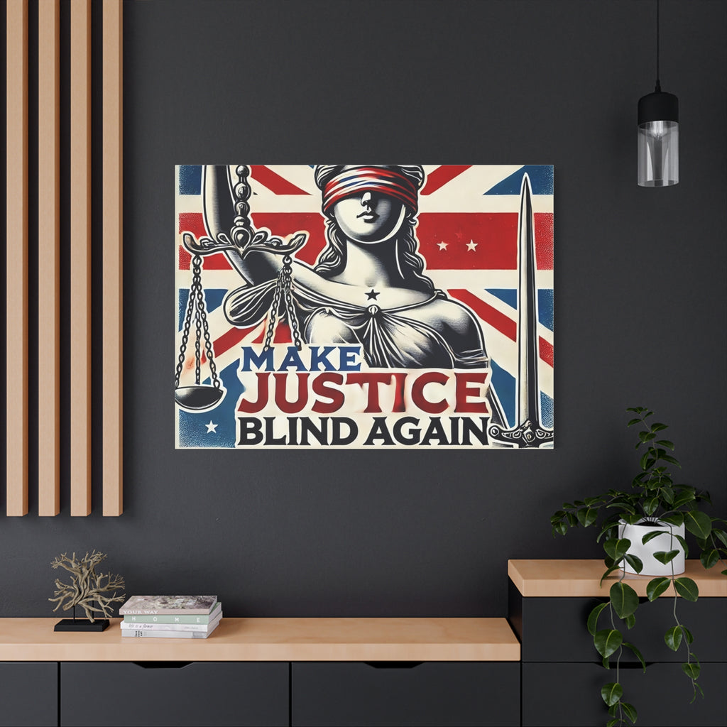 Make Justice Blind Again Wall Art | Canvas Print | Justice Is Blind Wall Decor, Legal Theme Home Decor | Free Speech Equality Artwork
