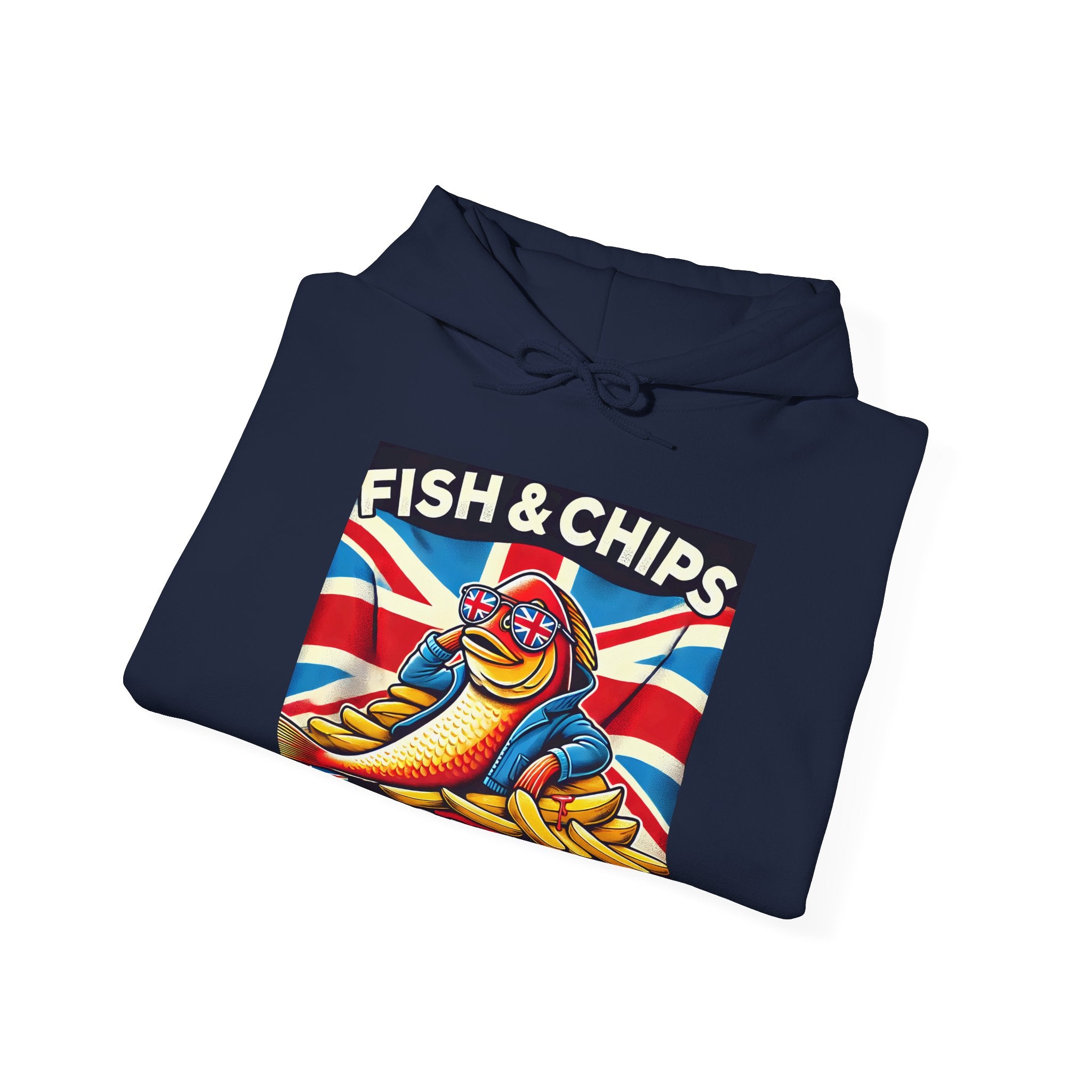 Fish & Chips n Chill Hoodie | Funny British Foodie Sweatshirt | Cozy Stylish UK Banter Wear | Gift for Food Lovers and Chippy Fans