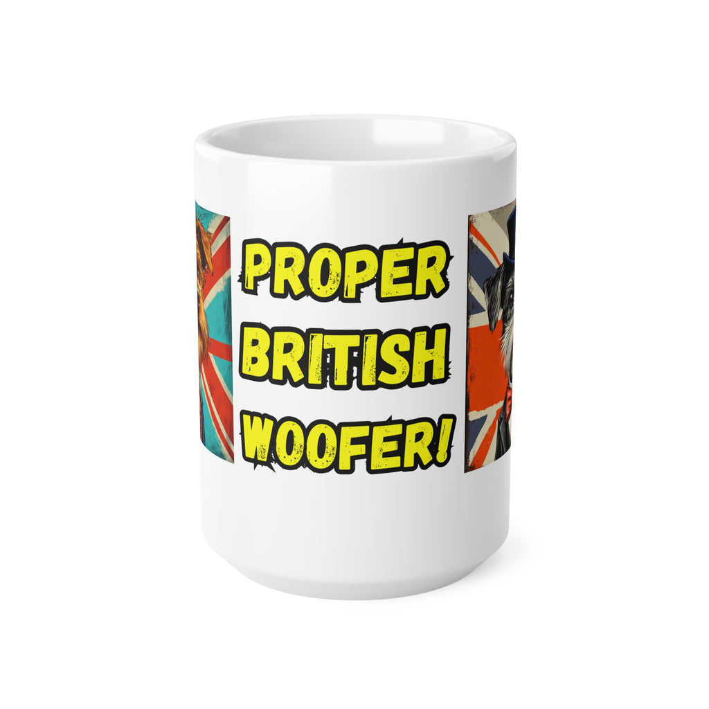 Proper British Woofer ceramic mug | Novelty Patriotic Cup for Dog and Animal Lovers | Gift for Tea Drinkers