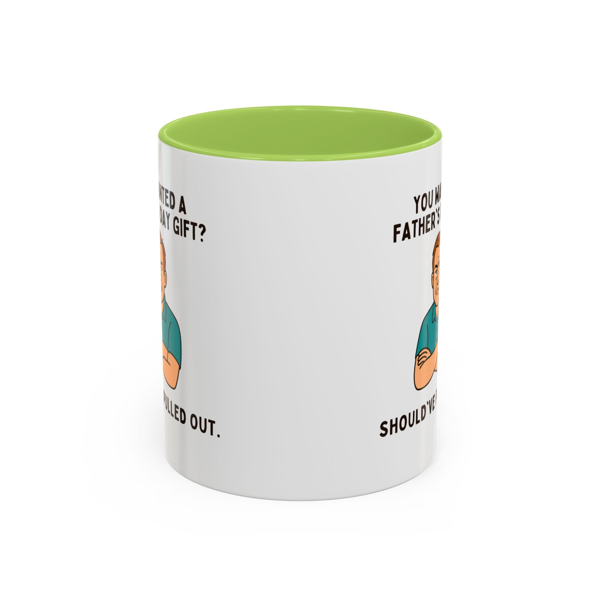 Should've Pulled Out - Funny Father's Day 11oz Accent Mug | Sarcastic Dad Cup with Colored Interior Handle