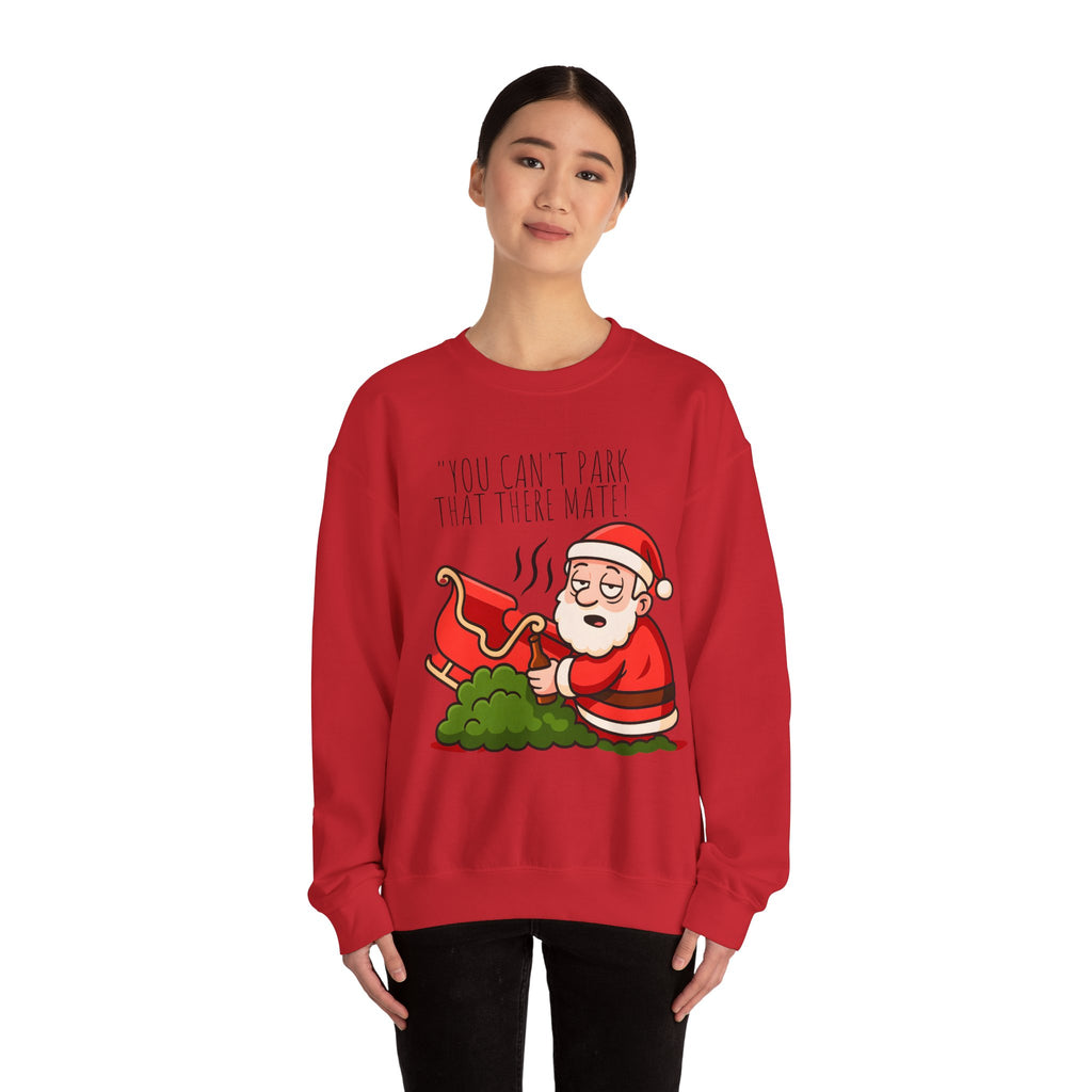 You Can't Park That There Mate! Funny British Christmas Jumper | Drunk Santa Sweatshirt | Cheeky UK Xmas Gift | Cozy Unisex Sweater