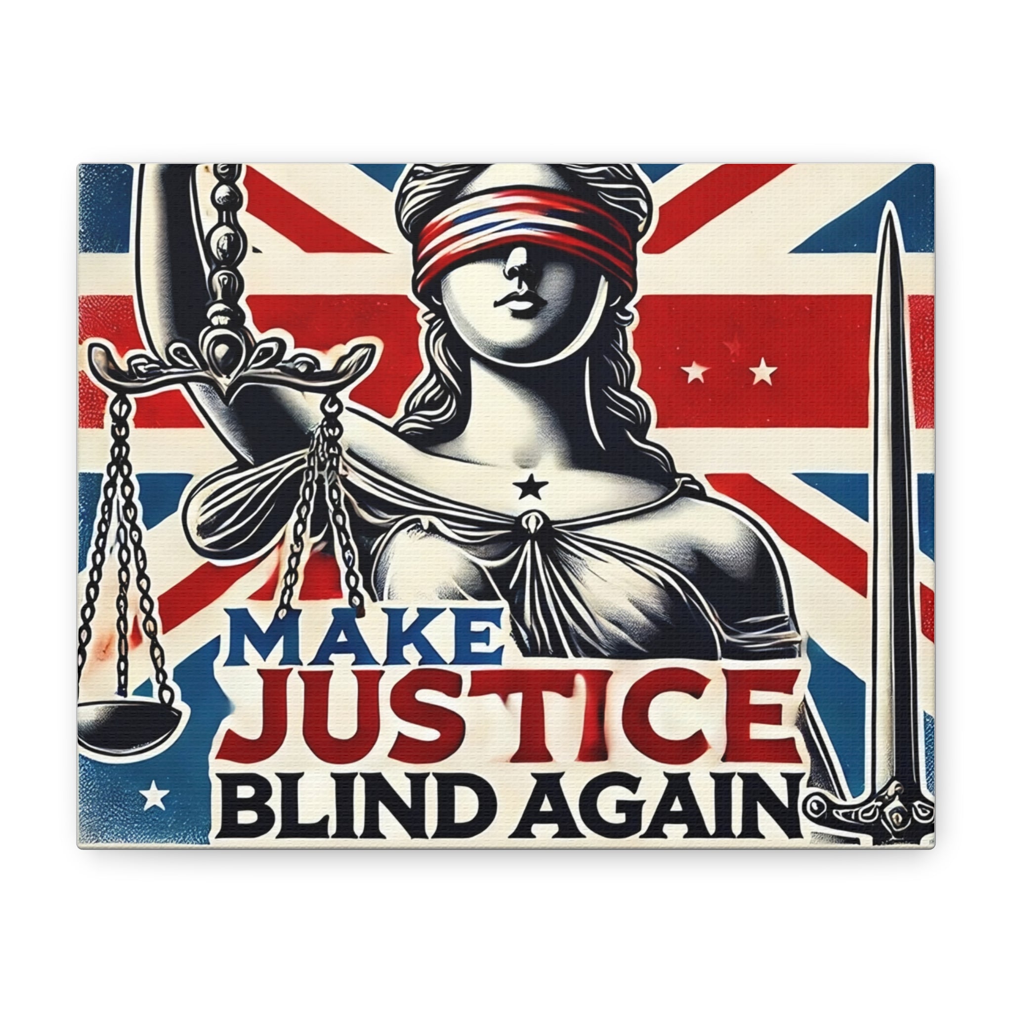 Make Justice Blind Again Wall Art | Canvas Print | Justice Is Blind Wall Decor, Legal Theme Home Decor | Free Speech Equality Artwork