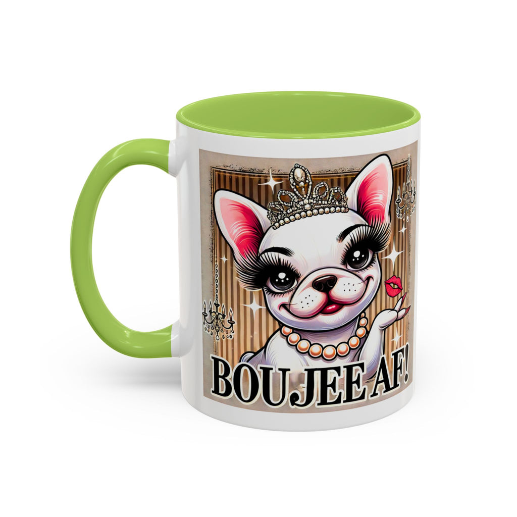 BOUJEE AF Frenchie Mug | 11oz Cute Ceramic Coffee Cup Gift for Animal Lovers | French Bulldog Novelty Mug
