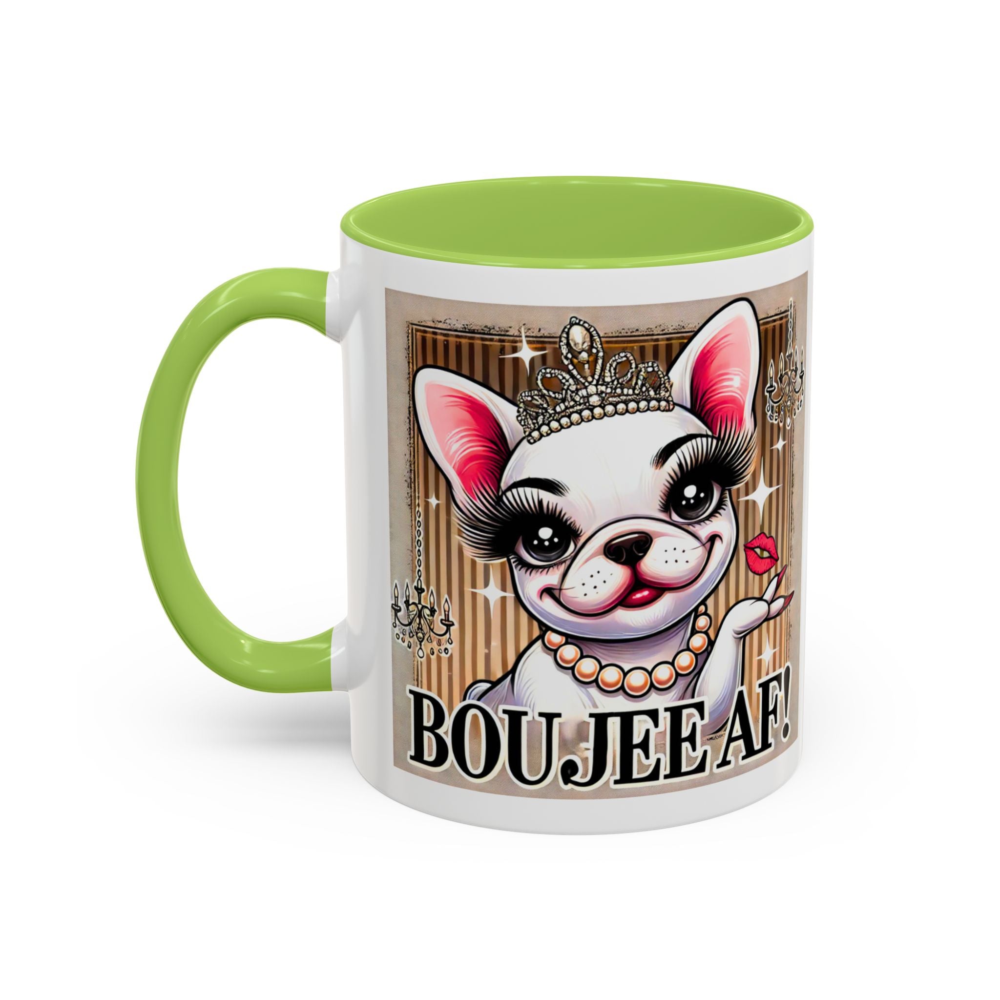 BOUJEE AF Frenchie Mug | 11oz Cute Ceramic Coffee Cup Gift for Animal Lovers | French Bulldog Novelty Mug