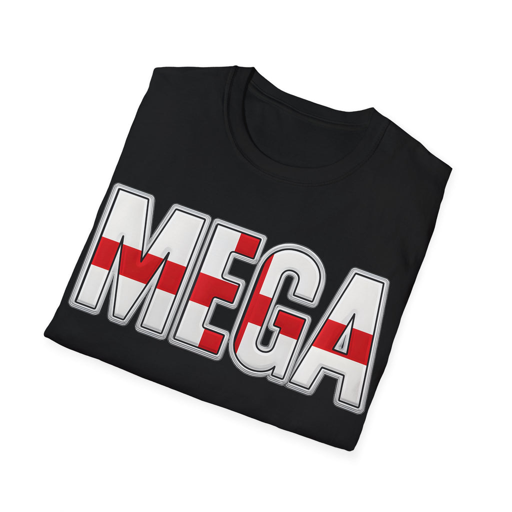 MEGA England T-Shirt | Iridescent Glossy Georges Cross Lion Tee | English Patriotic Shirt | Funny St George's Day England Top