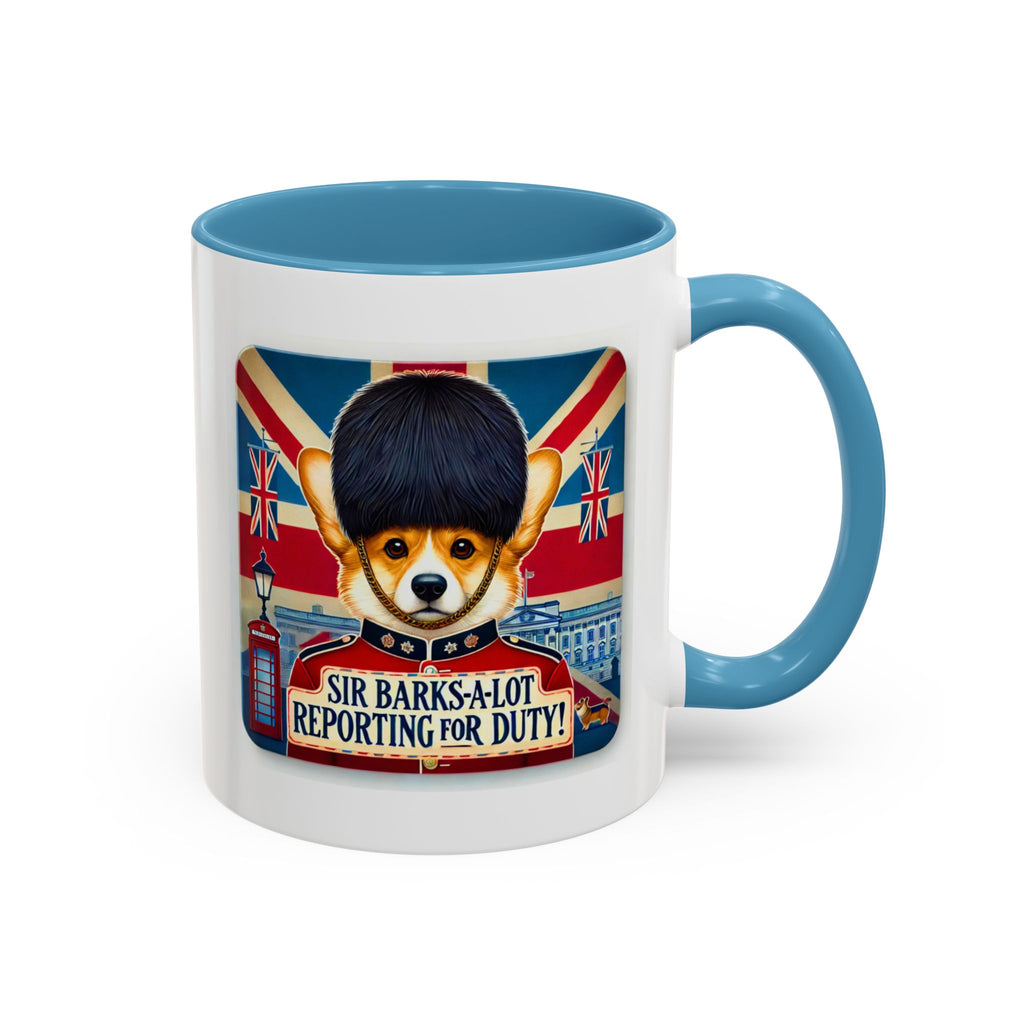 Sir Barks-a-Lot Accent Coffee Mug | Patriotic British Doggy Design | Whimsical 11oz Cup Multiple Colors | Lead & BPA-Free, C-Shaped Handle