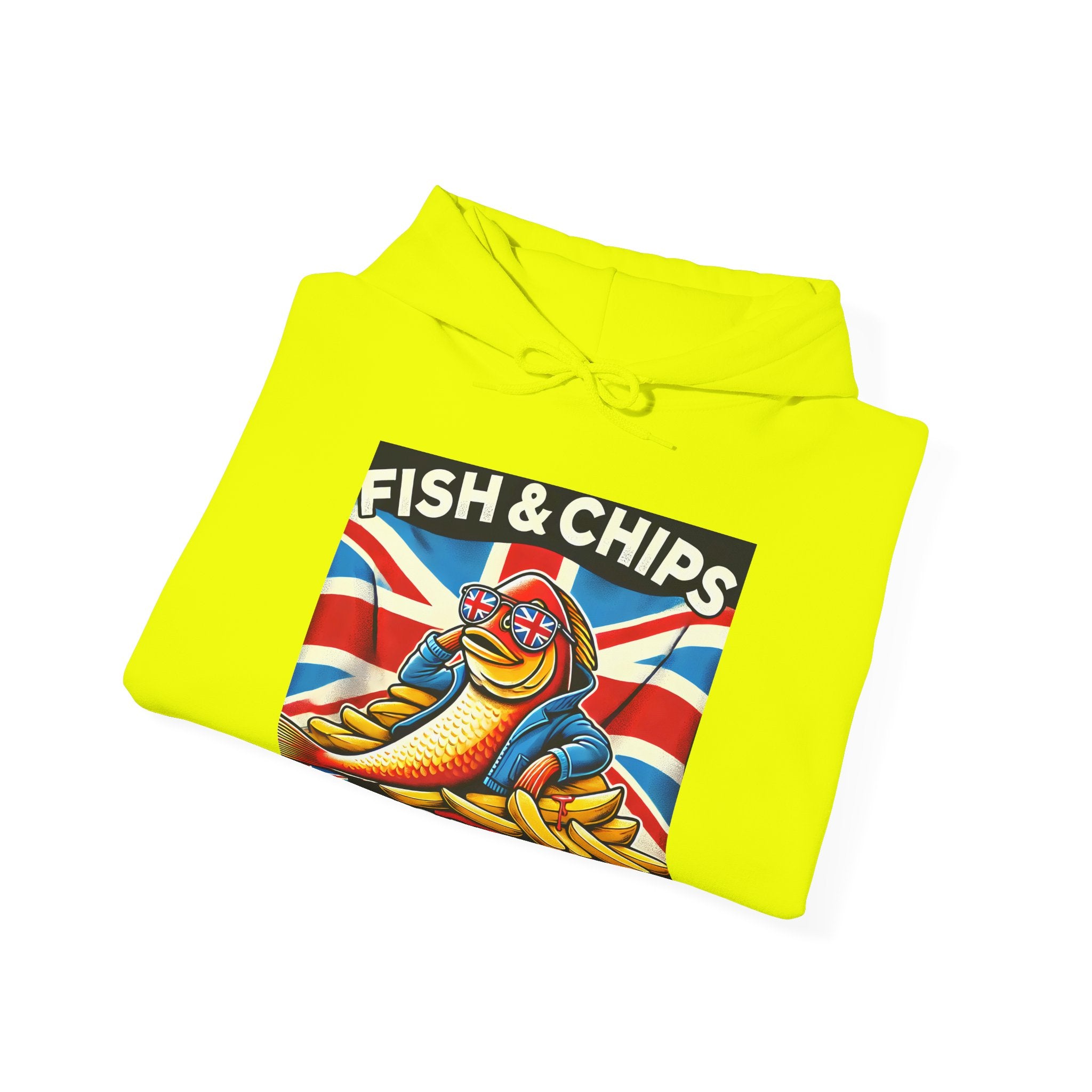 Fish & Chips n Chill Hoodie | Funny British Foodie Sweatshirt | Cozy Stylish UK Banter Wear | Gift for Food Lovers and Chippy Fans