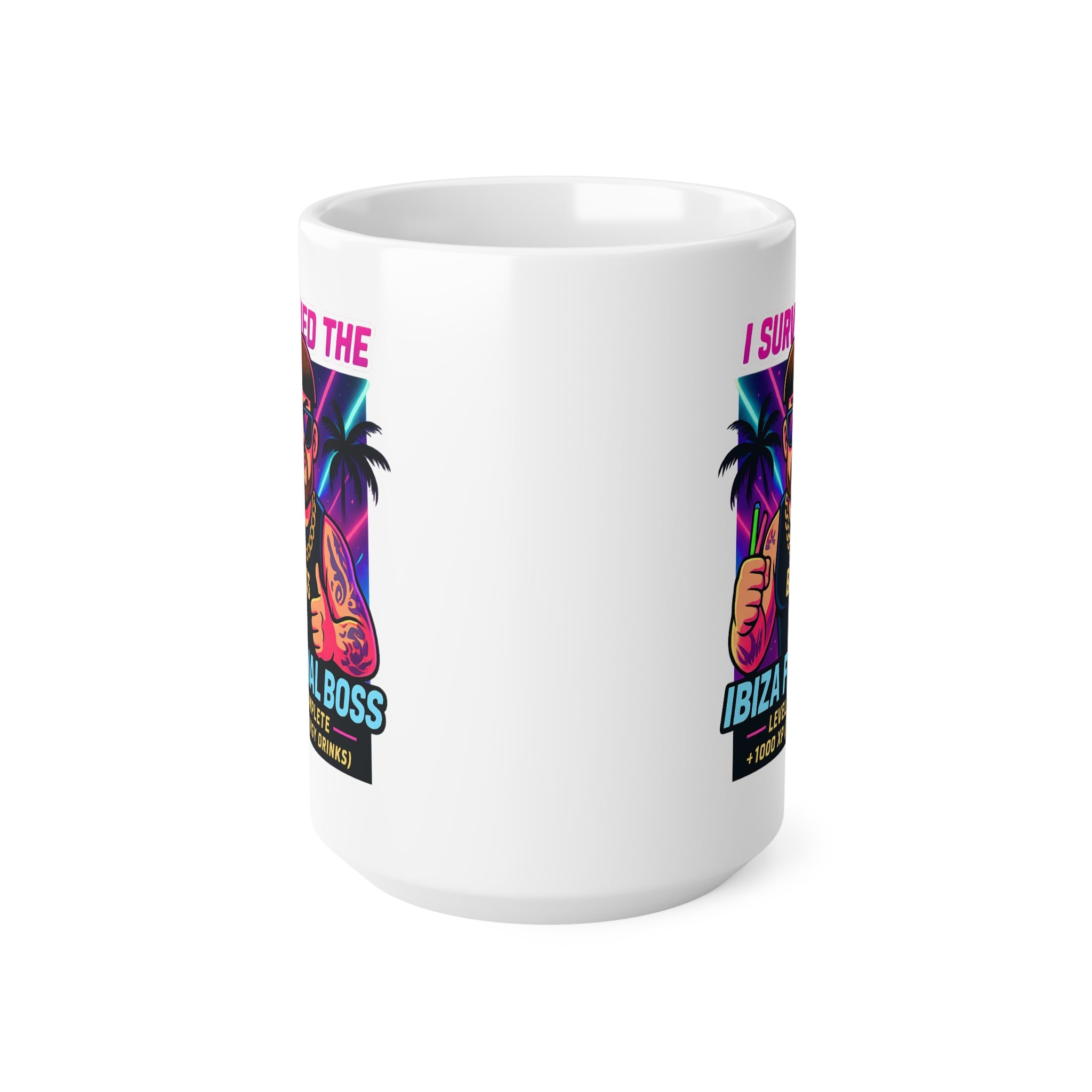 I Survived The Ibiza Final Boss Coffee Mug | Funny UK Summer Meme Cup | British Pop Culture Gift | Rave Party Tea Cup | Festival Drinkware