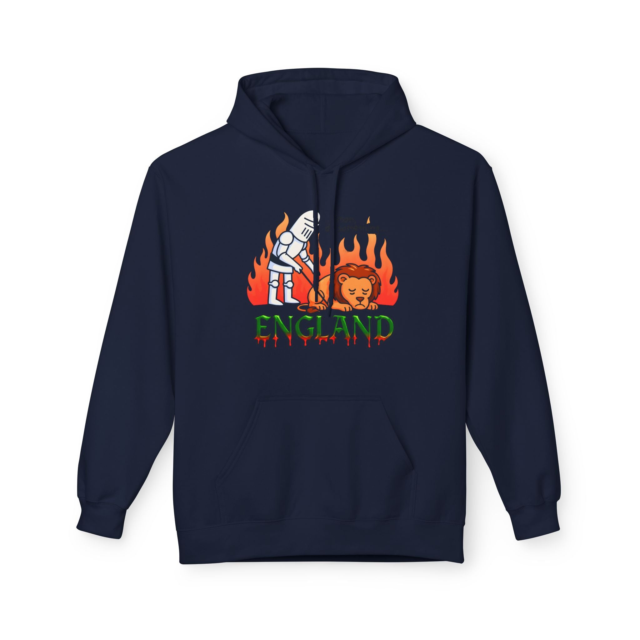 C'mon Do Something Funny England Meme Unisex Hoodie | Sad Lion & Knight Cartoon National Pride Jumper | English Pride Sweater