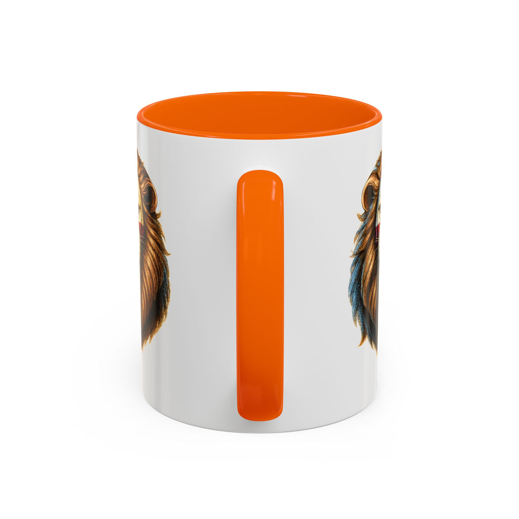 Roaring English Lion Accent Mug | St. George's Cross Patriotic Coffee Cup | Funny Medieval England Gift in Glossy Finish