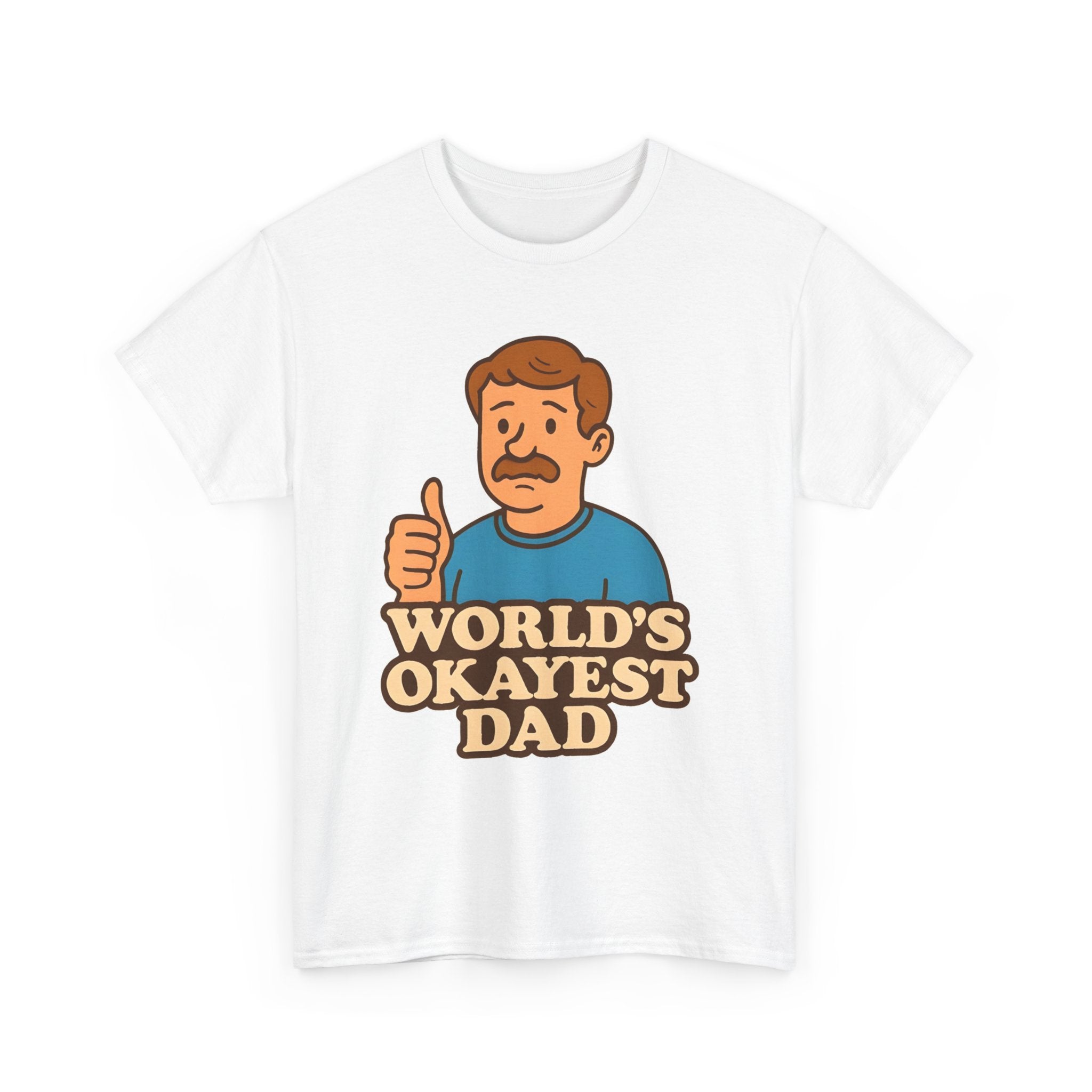 World's Okayest Dad T-Shirt | Funny Father's Day Gift Tee | Retro Graphic Shirt for Him, Unisex Heavy Cotton, Comfortable Classic Fit