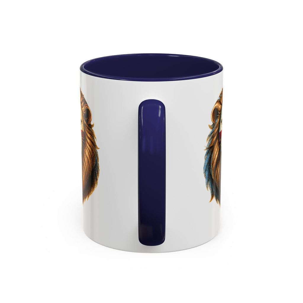 Roaring English Lion Accent Mug | St. George's Cross Patriotic Coffee Cup | Funny Medieval England Gift in Glossy Finish