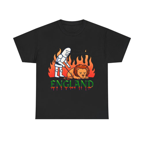 C'mon Do Something Funny England Meme T-Shirt | Unisex Heavy Cotton Tee | Sad Lion & Knight Cartoon National Pride Shirt | England T-shirt
