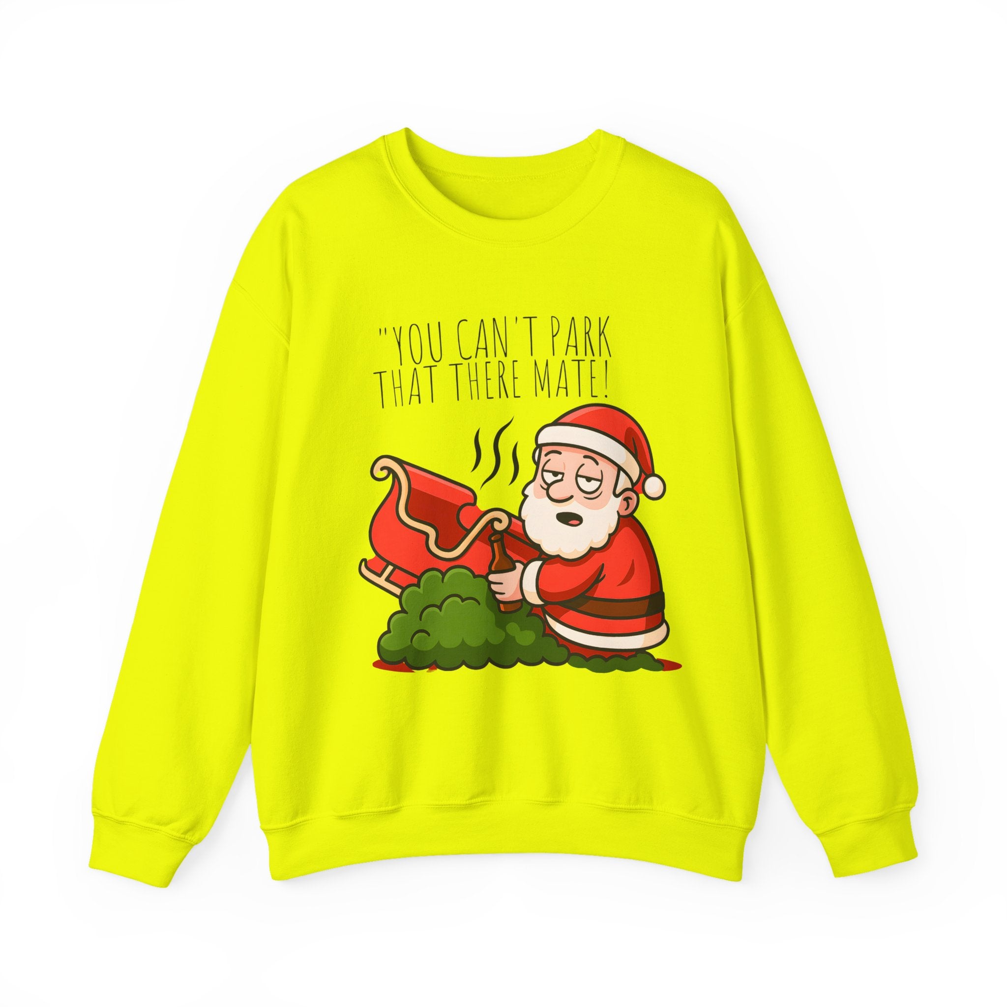 You Can't Park That There Mate! Funny British Christmas Jumper | Drunk Santa Sweatshirt | Cheeky UK Xmas Gift | Cozy Unisex Sweater