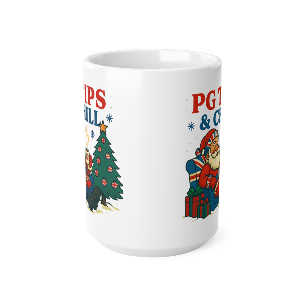 PG Tips and Chill Christmas mug with Santa in a Union Jack armchair, photo 10