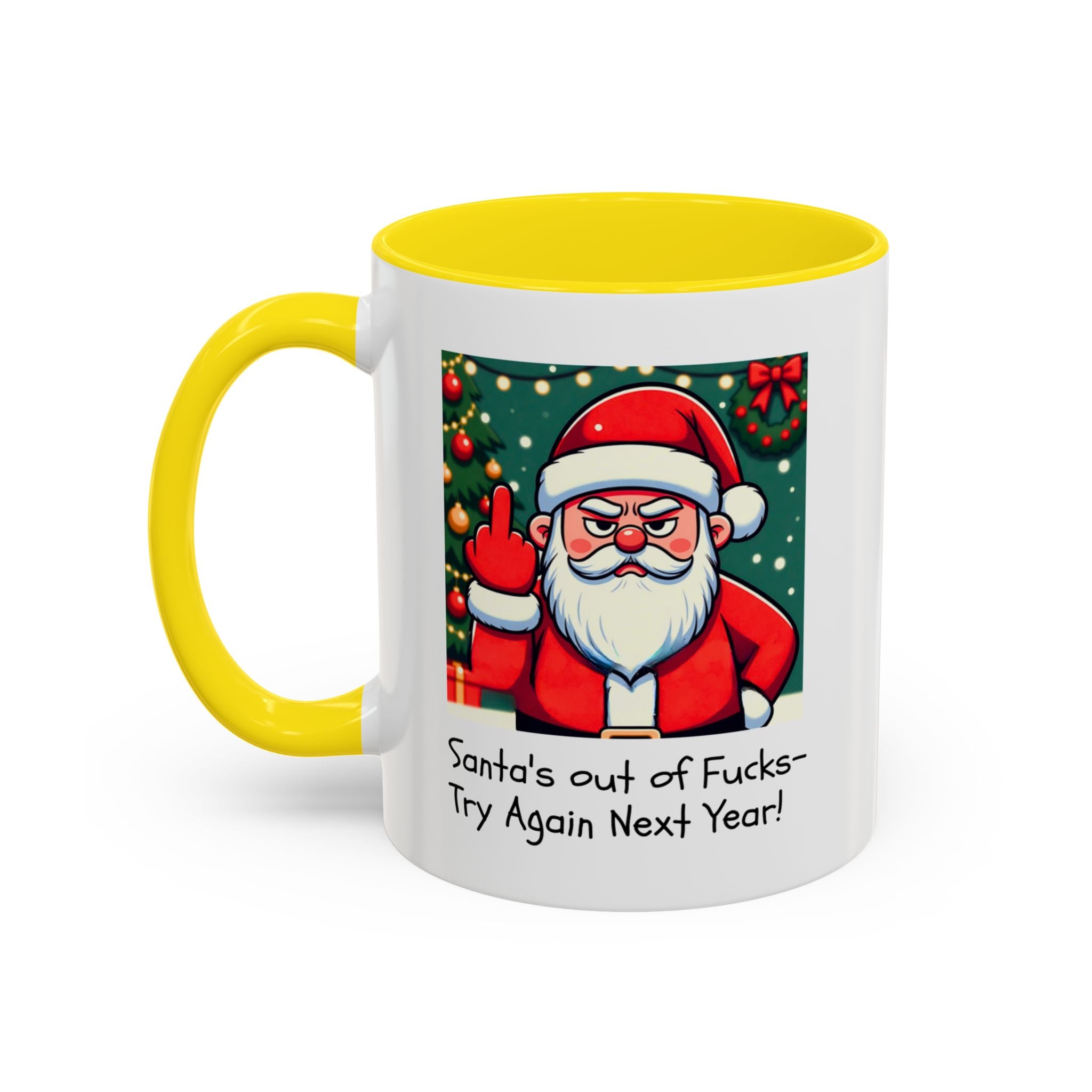 Bad Santa Middle Finger Mug | Rude and Offensive Christmas Funny Gag Gift