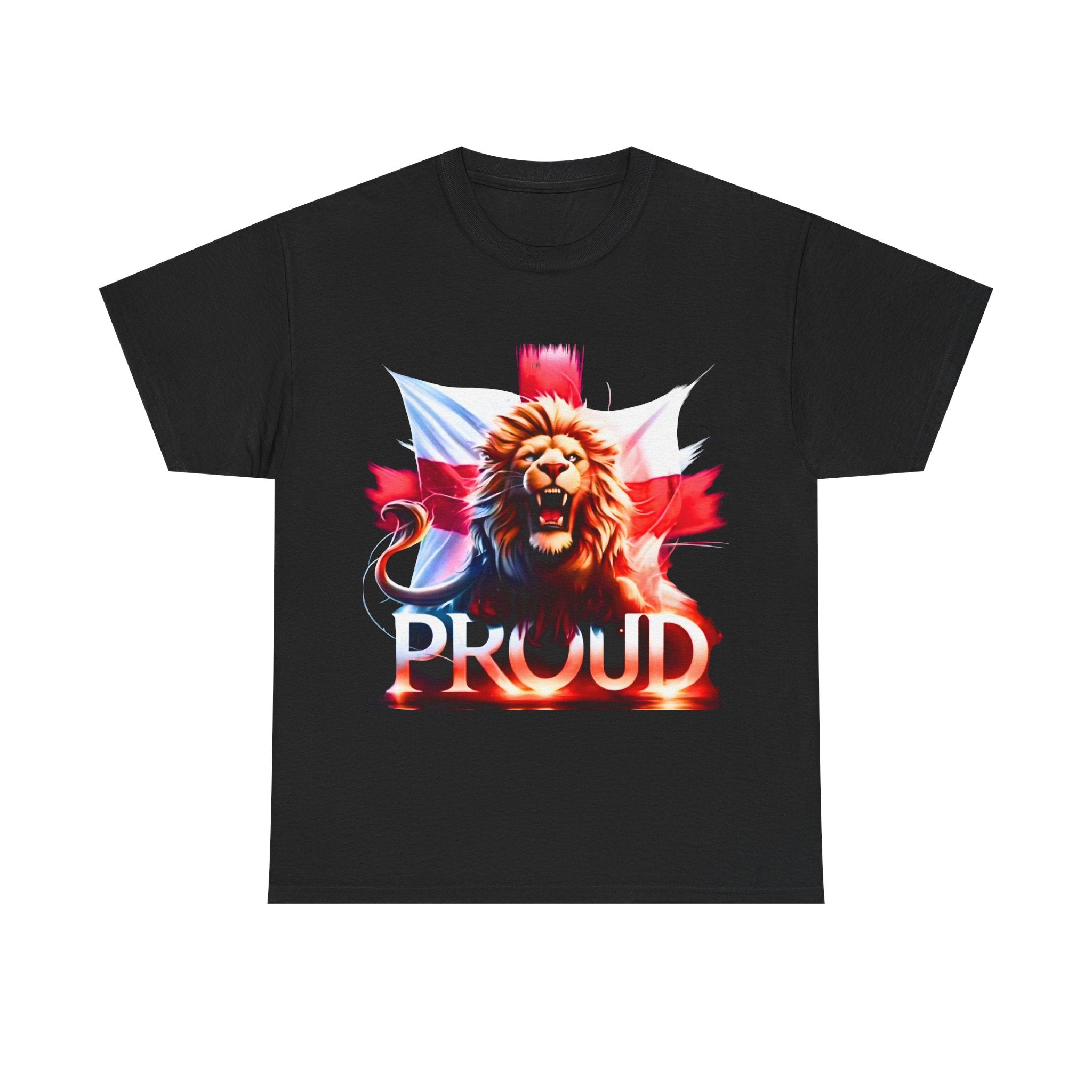 Proud Lion Unisex Cotton Tee (Transparent Background) | English Patriot Shirt | MEGA | Patriotic UK T-Shirt | National Pride Rally Merch