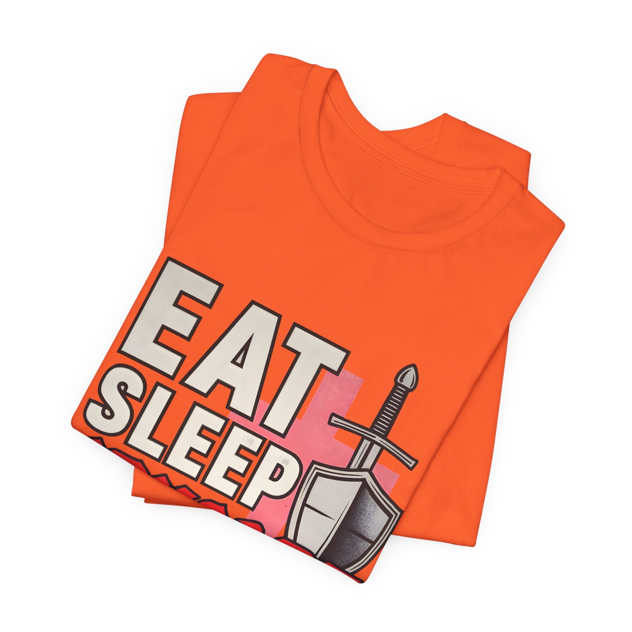 Eat Sleep Crusade Repeat T-Shirt | UK Patriot Medieval Sword & Shield Design | English National Pride Tee
