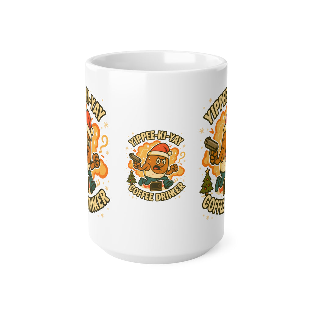 Funny Christmas Mug - Yippee-Ki-Yay Coffee Drinker Movie Parody Mug