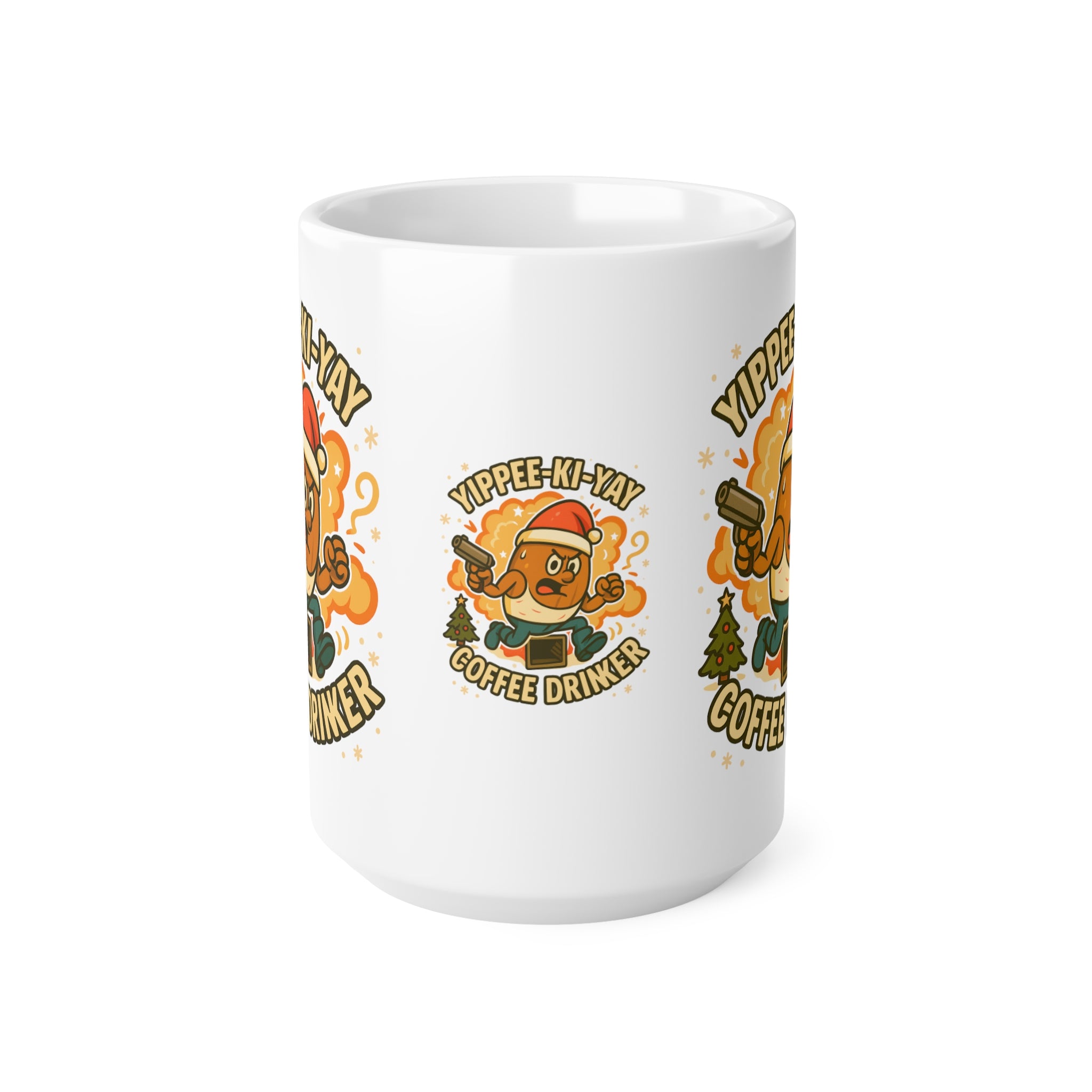 Funny Christmas Mug - Yippee-Ki-Yay Coffee Drinker Movie Parody Mug