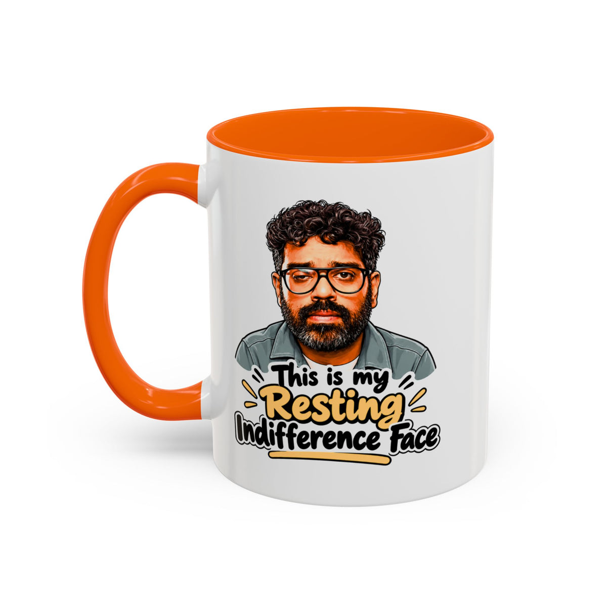 Romesh Ranganathan resting indifference face Celebrity Traitors mug