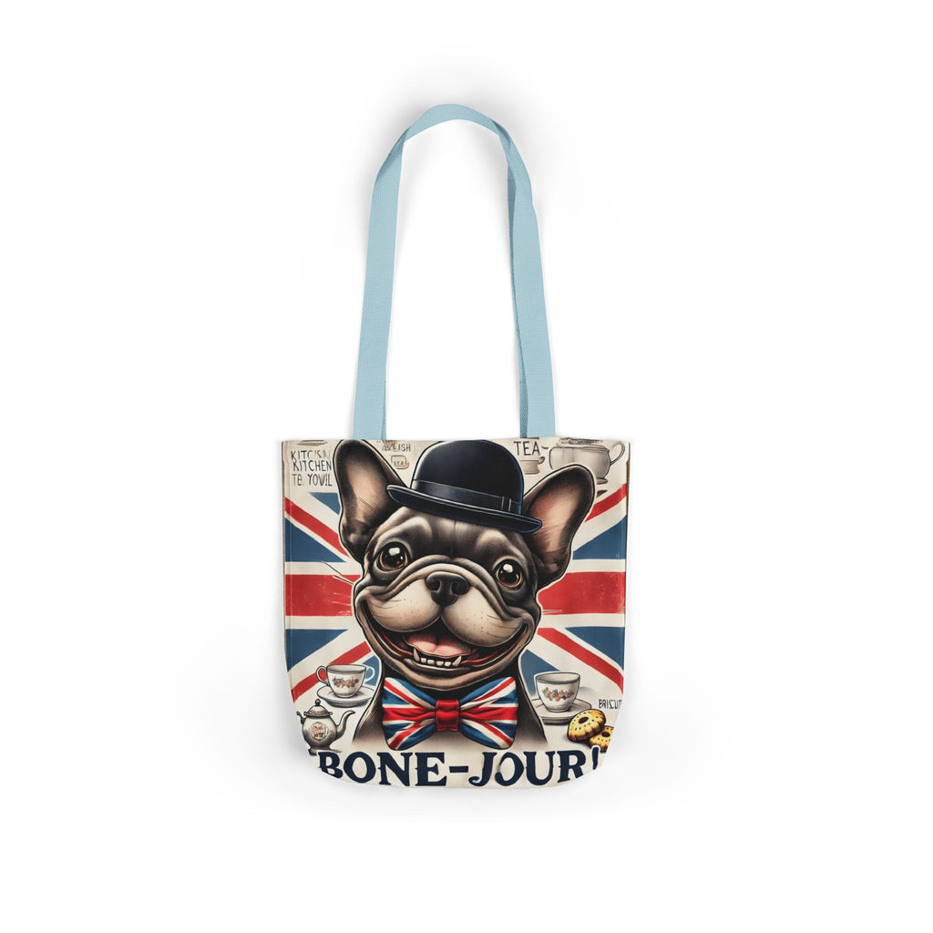 Bone-Jour Tote Bag | Union Jack Frenchie Bag | Fun Dog Mum Gift | Reusable Shopping Bag | French Bulldog Shoulder Bag, Dog Lover Gift