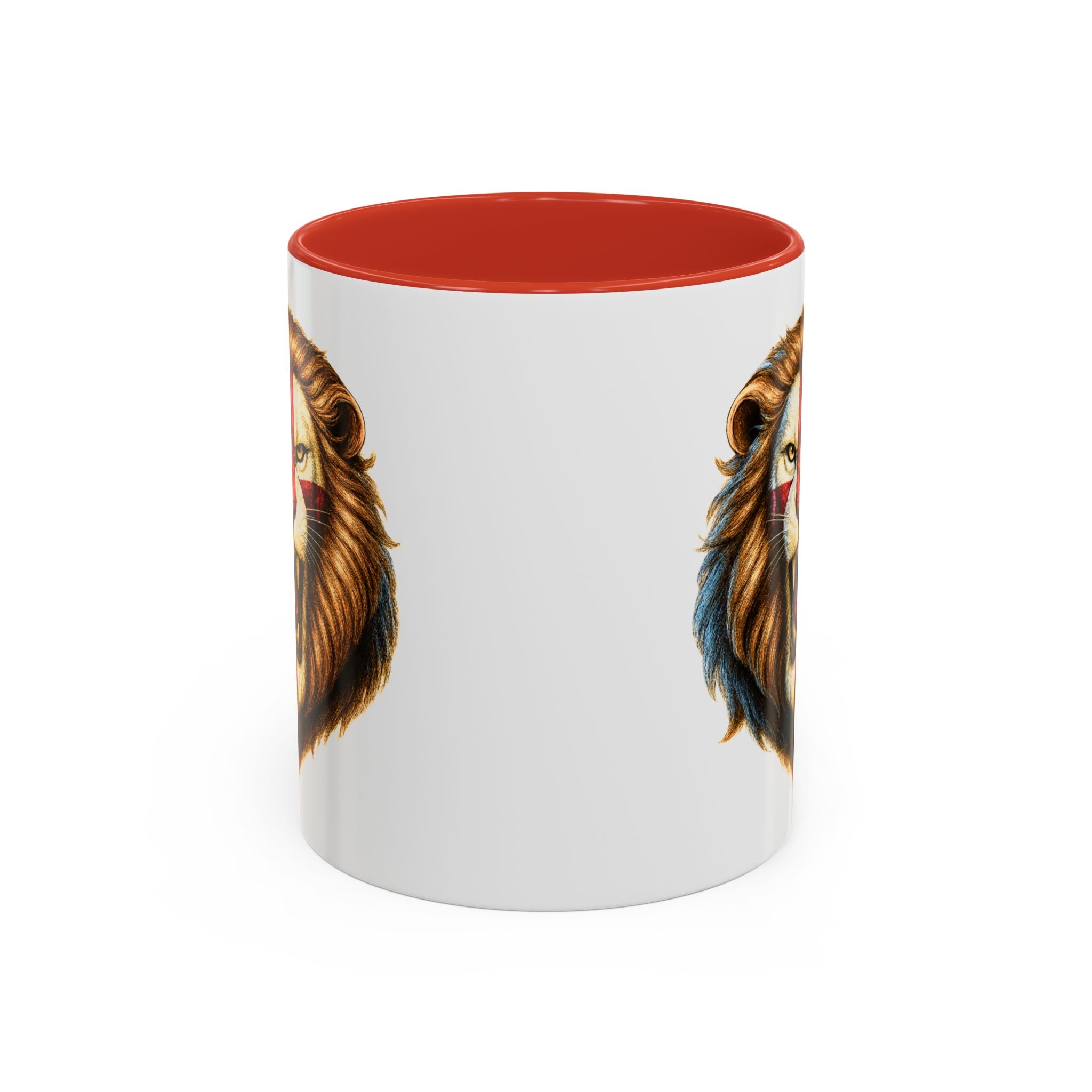 Roaring English Lion Accent Mug | St. George's Cross Patriotic Coffee Cup | Funny Medieval England Gift in Glossy Finish