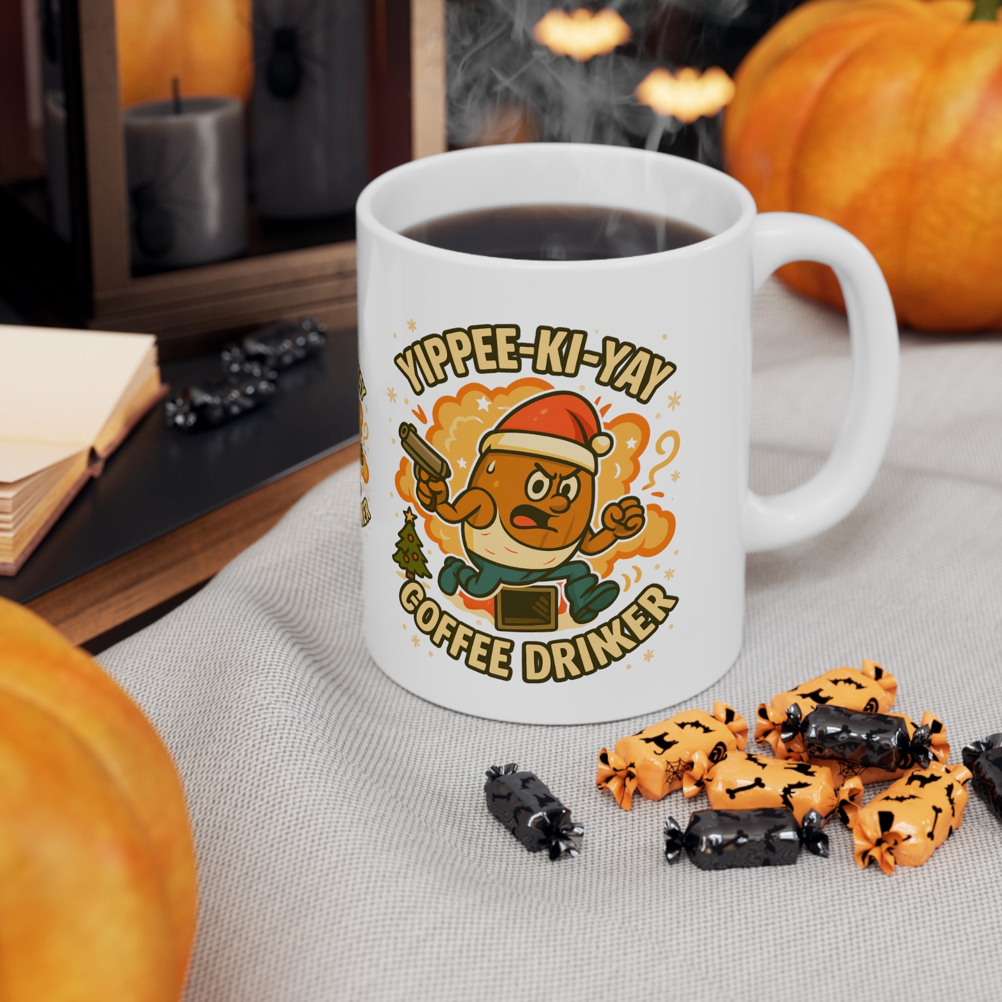 Funny Christmas Mug - Yippee-Ki-Yay Coffee Drinker Movie Parody Mug