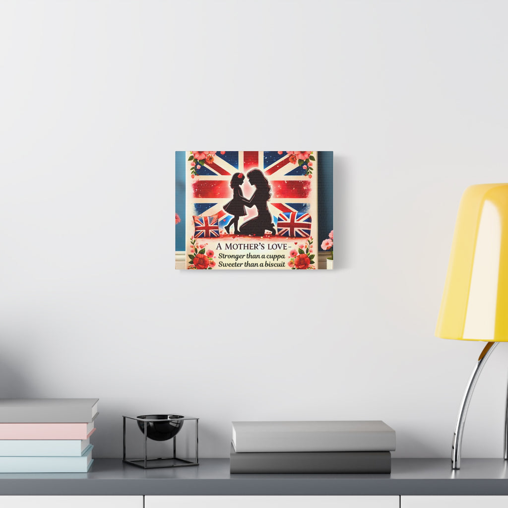 Mother's Love Stronger Than a Cuppa Canvas | Funny & Heartfelt British Mum Gift | Mother's Day Wall Art | Patriotic UK Tea Lover Home Decor