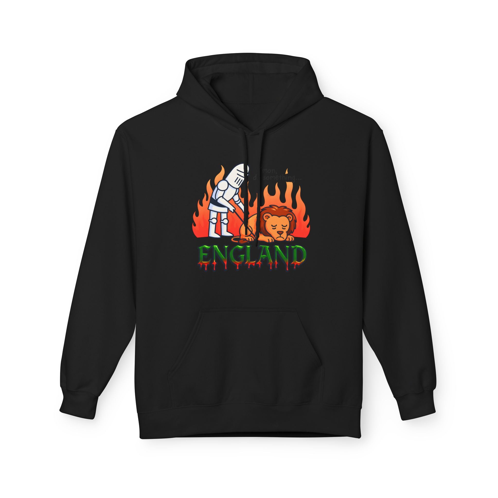 C'mon Do Something Funny England Meme Unisex Hoodie | Sad Lion & Knight Cartoon National Pride Jumper | English Pride Sweater